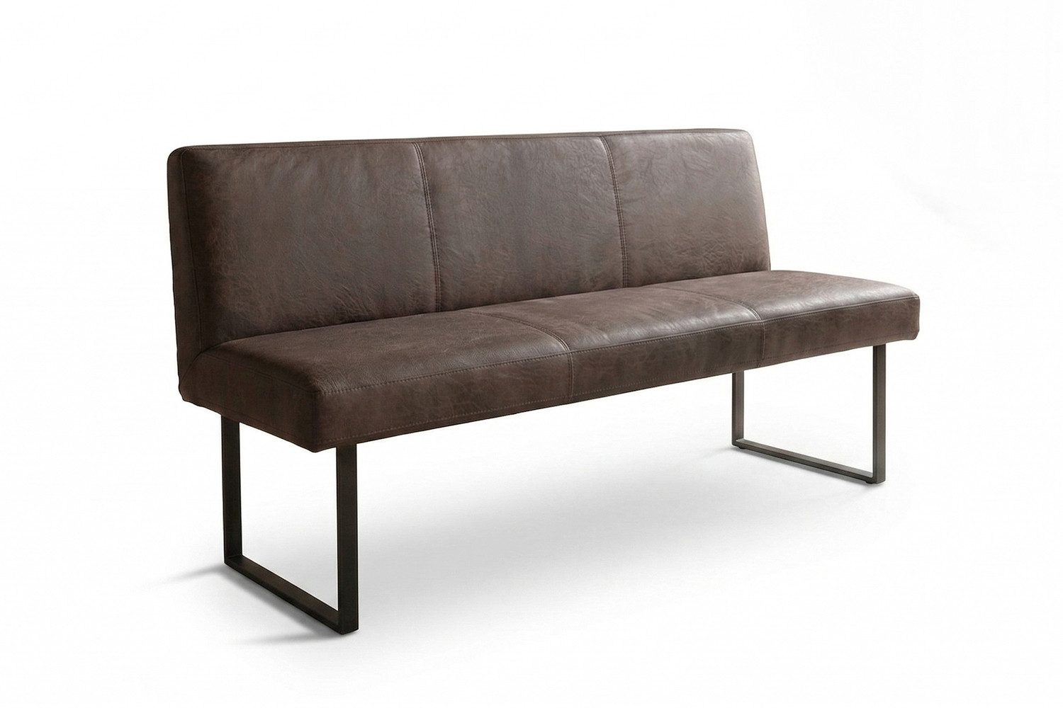 KAWOLA Sitzbank ELEEN Esszimmerbank Leder pigmentiert – modernes Design, 163 cm Breite, hoher Sitzkomfort, Metallgestell schwarz