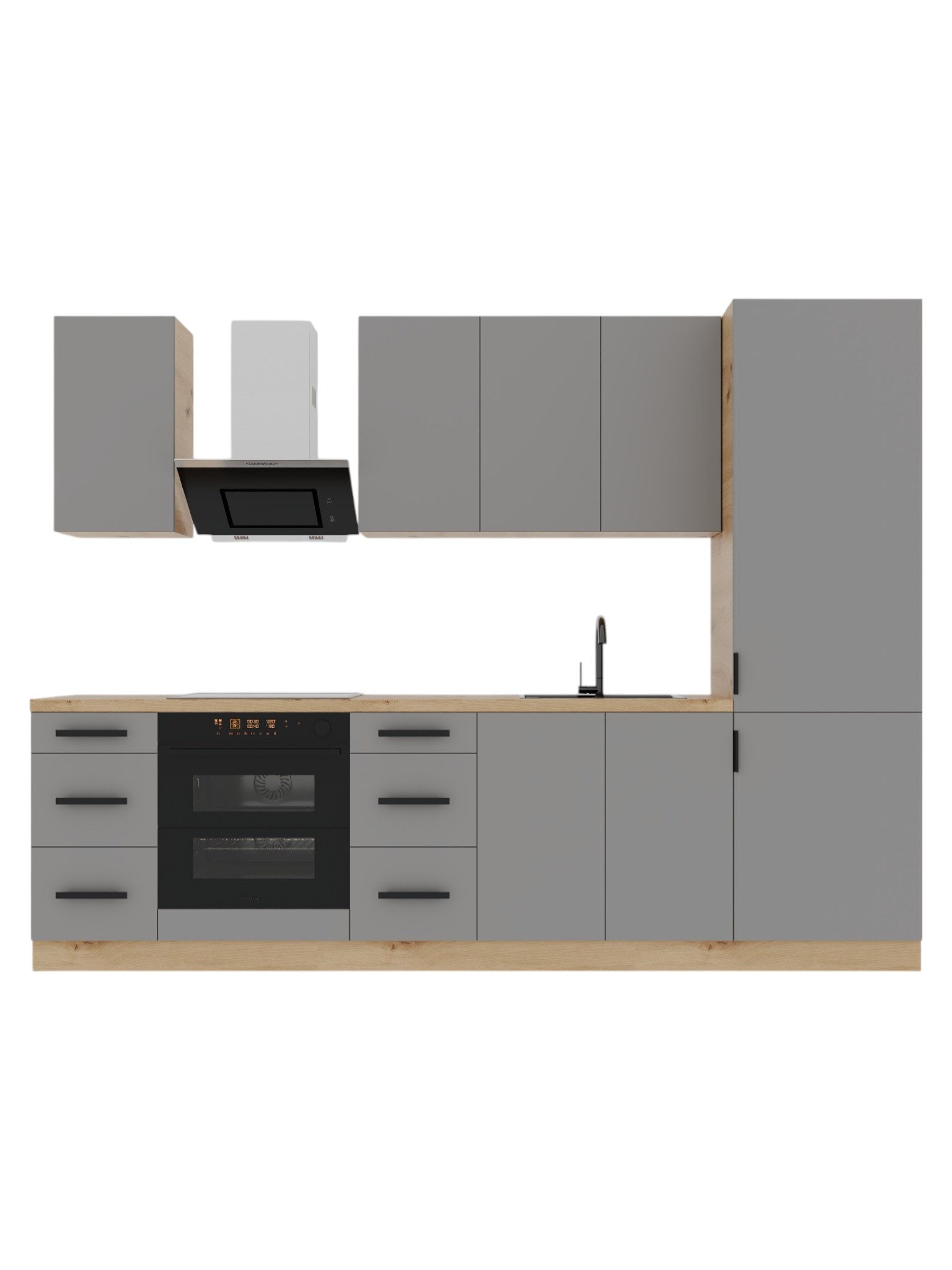 ROYAL24_MARKT Küchenzeile K77-G280 - Langen - Perfekte Lösung für kleine Küchen, (Komplett Set), Top Stoffe - Exklusiv - Hochwertig.