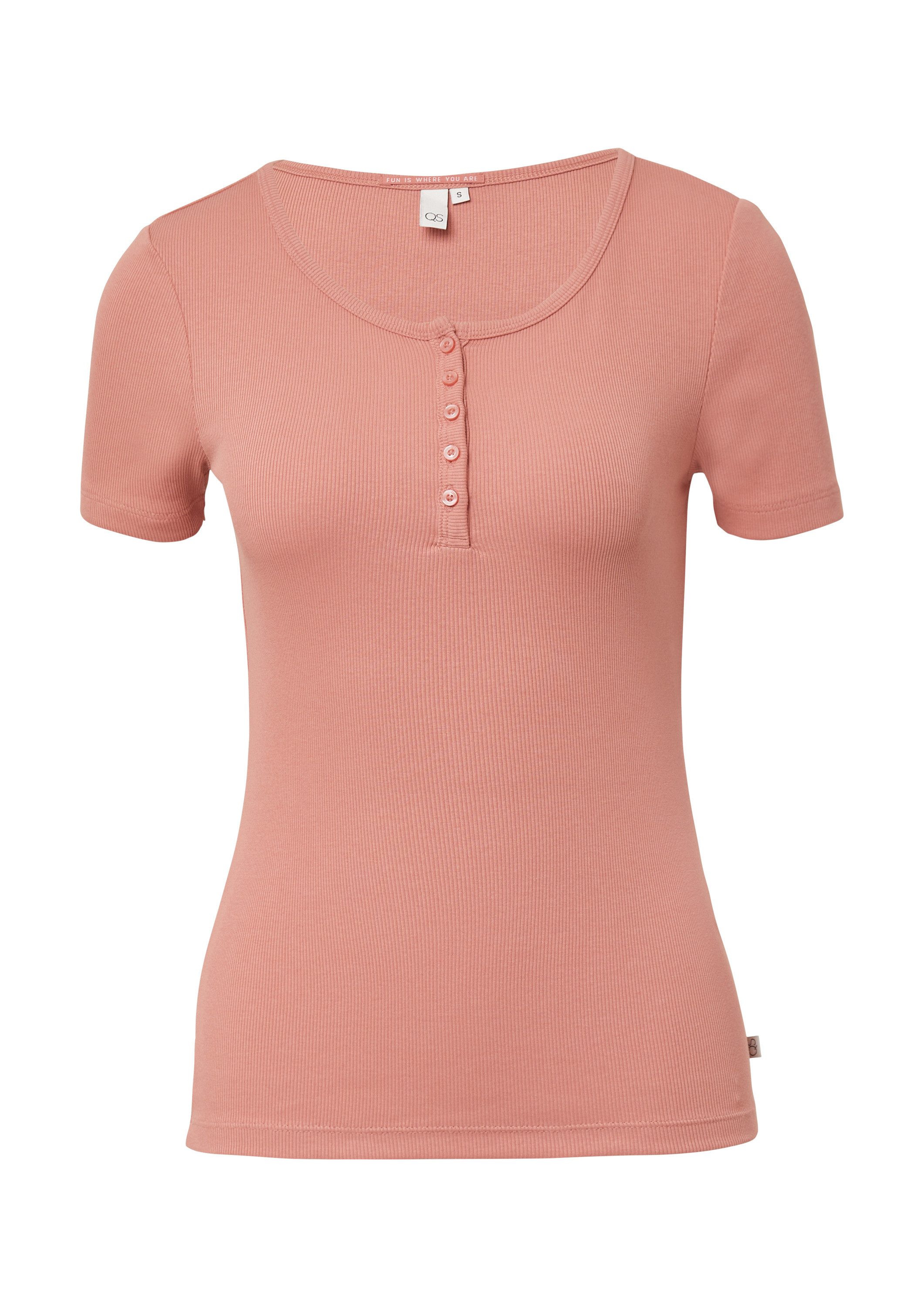 QS Kurzarmshirt T-Shirt Geripptes T-Shirt mit günstig online kaufen