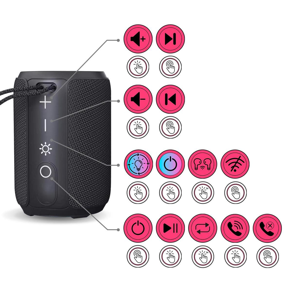 Balderia BALDERIA Smart Fire (schwarz) – Bluetooth Soundbox Portable-Lautsprecher (Bluetooth, 5 W, Bluetooth 5.3 Lautsprecher mit Knistersound & LED-Lichtshow)