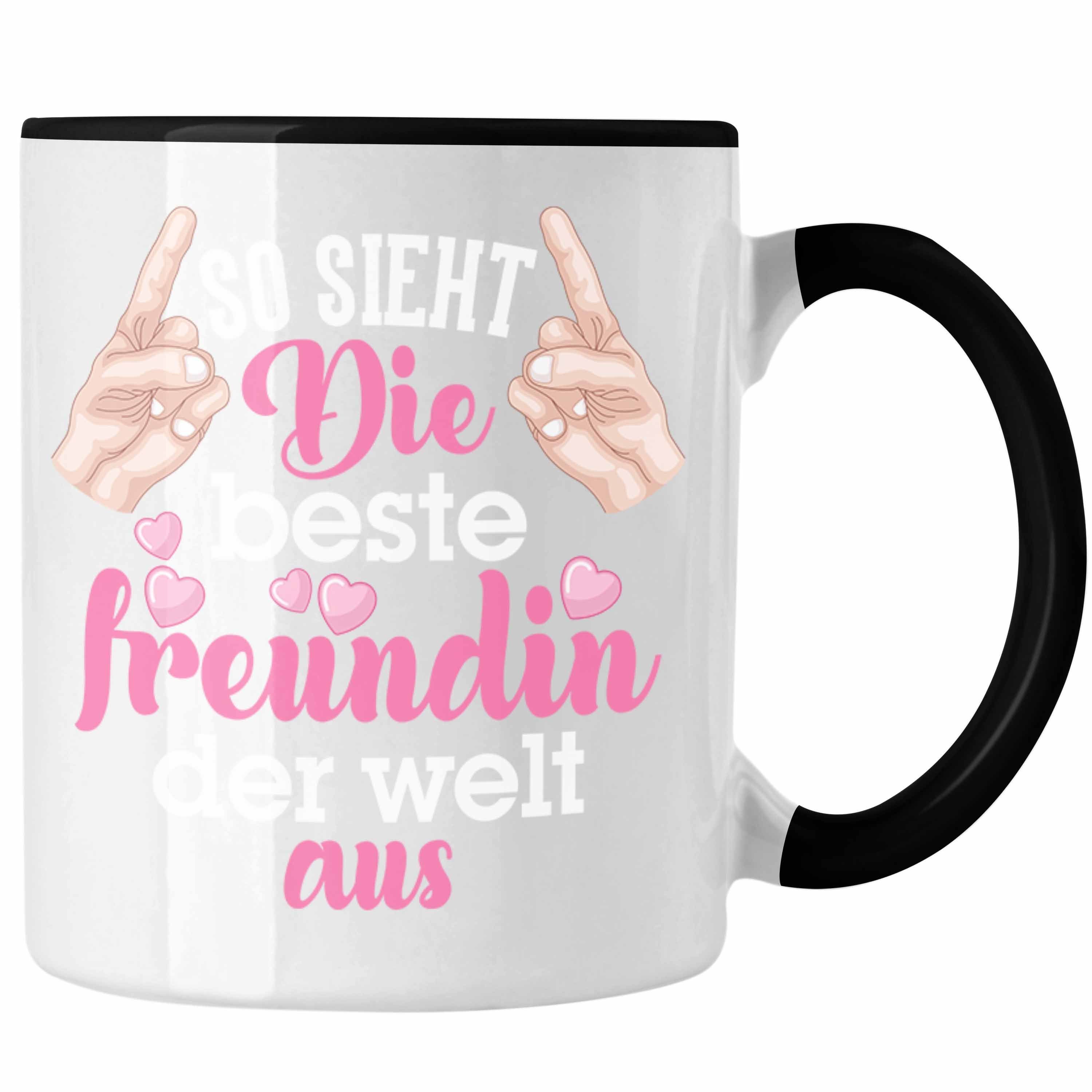 Trendation Tasse Trendation - Beste Freundin Tasse Geschenk Kaffeetasse Geschenkidee BFF Allerbeste Freundin Spruch Geburtstag Freundinnen Geschenkidee Schwarz
