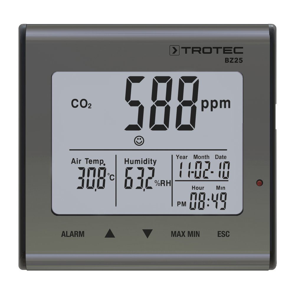 TROTEC Klimamesser CO2-Luftqualitätsmonitor BZ25 Optimal für Schule, Wohnung, Arbeit, etc