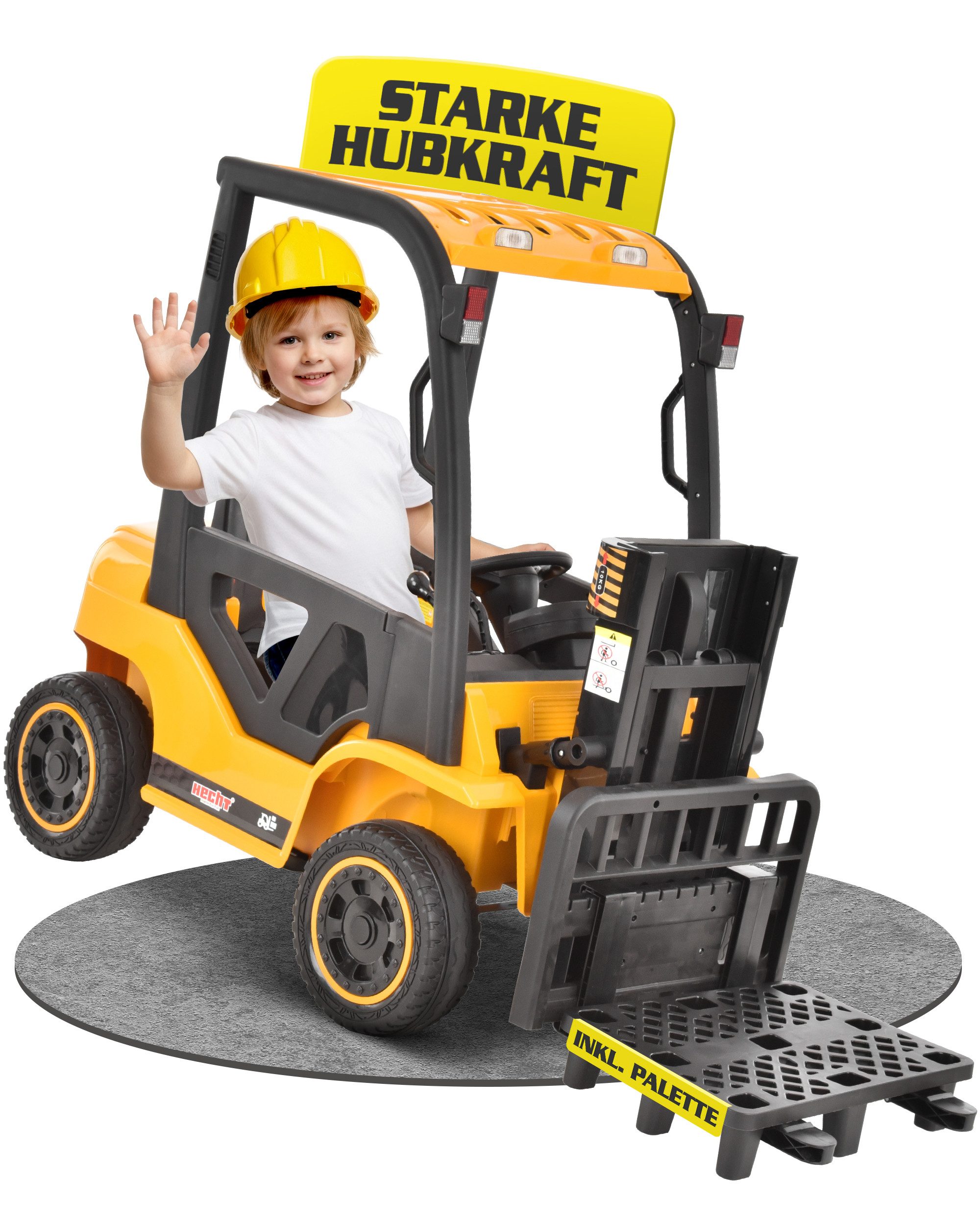 Hecht Spielzeug-Gabelstapler mit Fernbedienung, 12V Akku bis 35 kg und 6 km günstig online kaufen