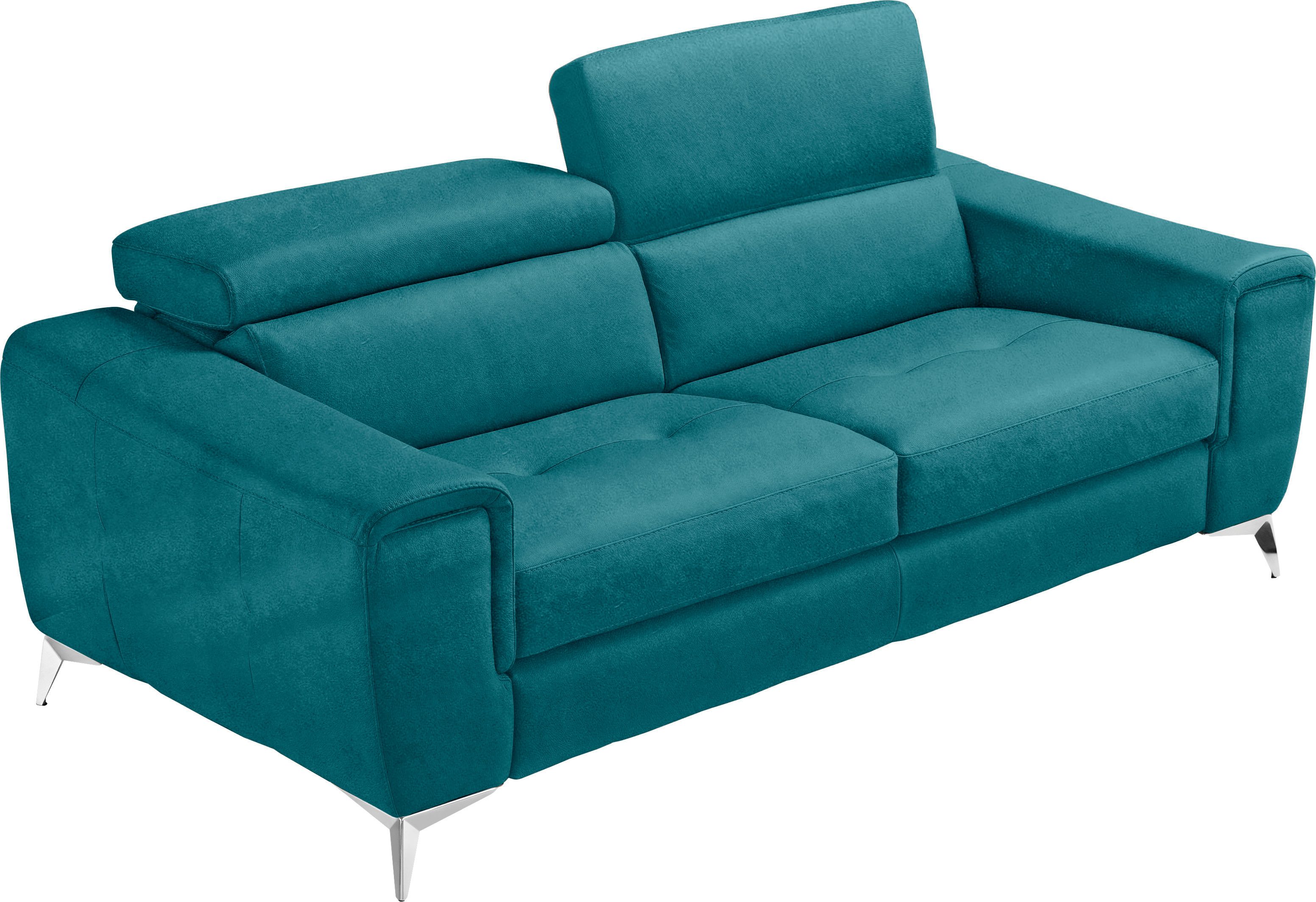 Egoitaliano Schlafsofa Francine Designsofa, Loungesofa mit Dauerschlaffunktion, Breite 233 cm, mit Bettfunktion, Luxus-Microfaser BLUSH, teal, Fußfarbe chrom