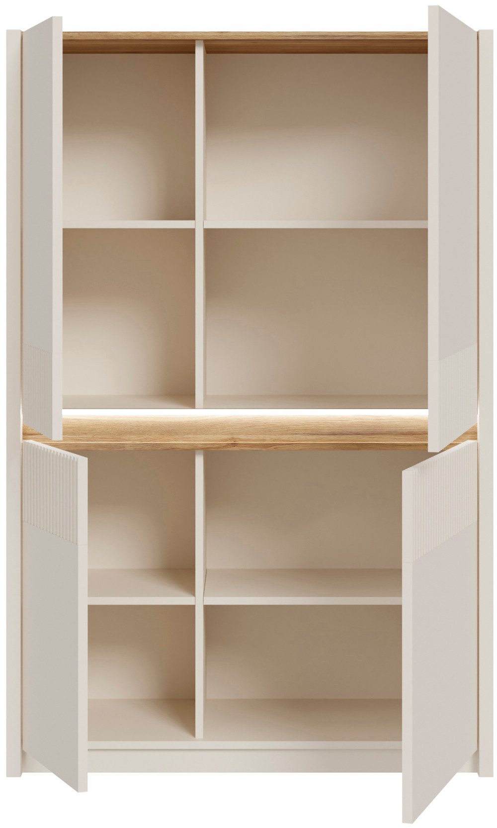 FORTE Highboard Oak Squere, Highboard inklusive Beleuchtung, Soft Close, B/H/T 95,3/146,7/41,5 cm 4türig