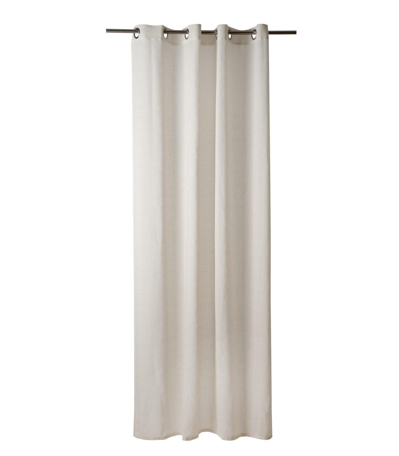 Home4You Vorhang Ösenschal, 140 x 245 cm, Beige, (1 St), Ösen, Polyester, mit Querstreifen, waschbar