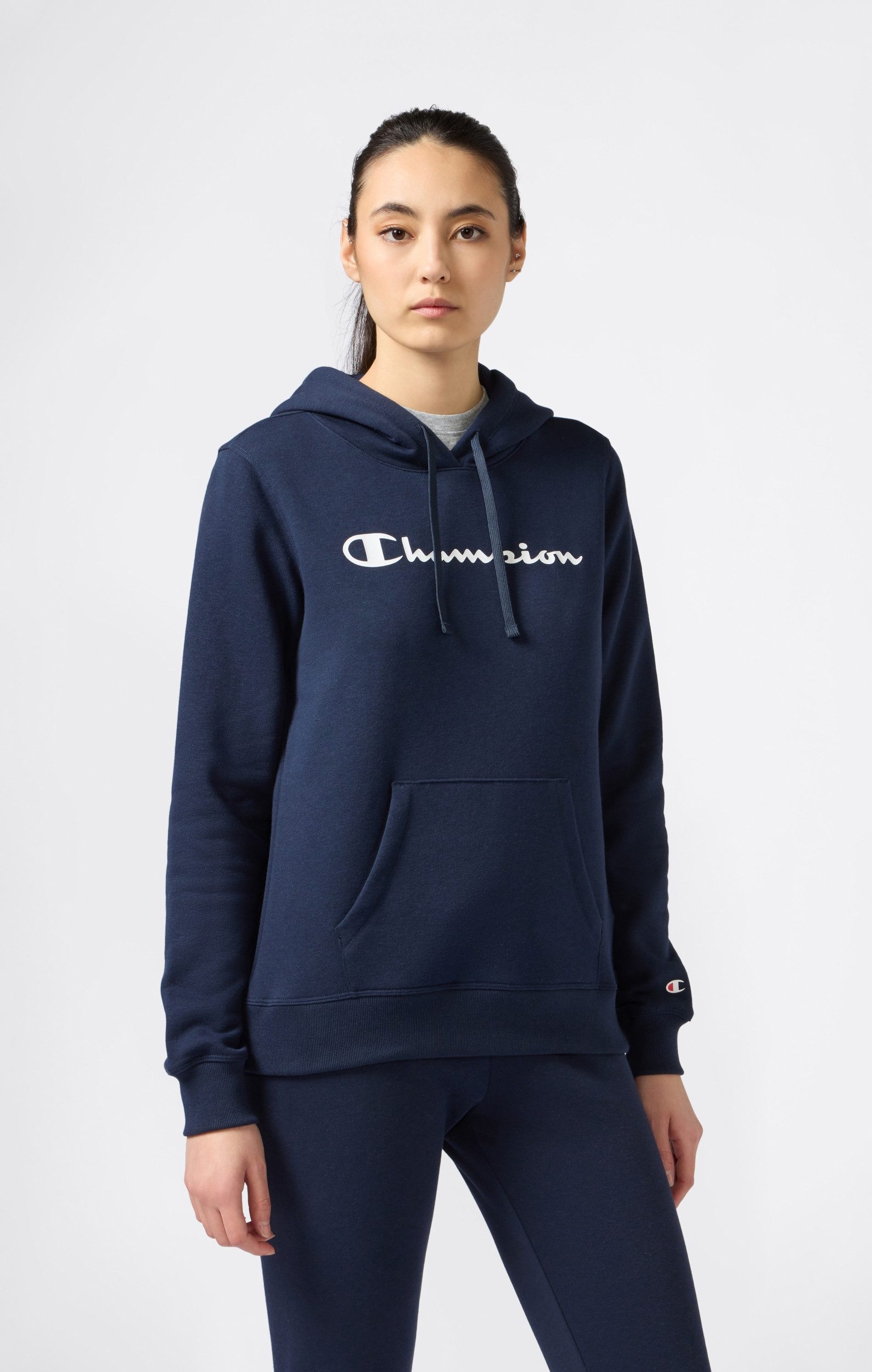 Champion Kapuzensweatshirt Damen Kapuzen-Sweatshirt mit Script-Logo Marineblau