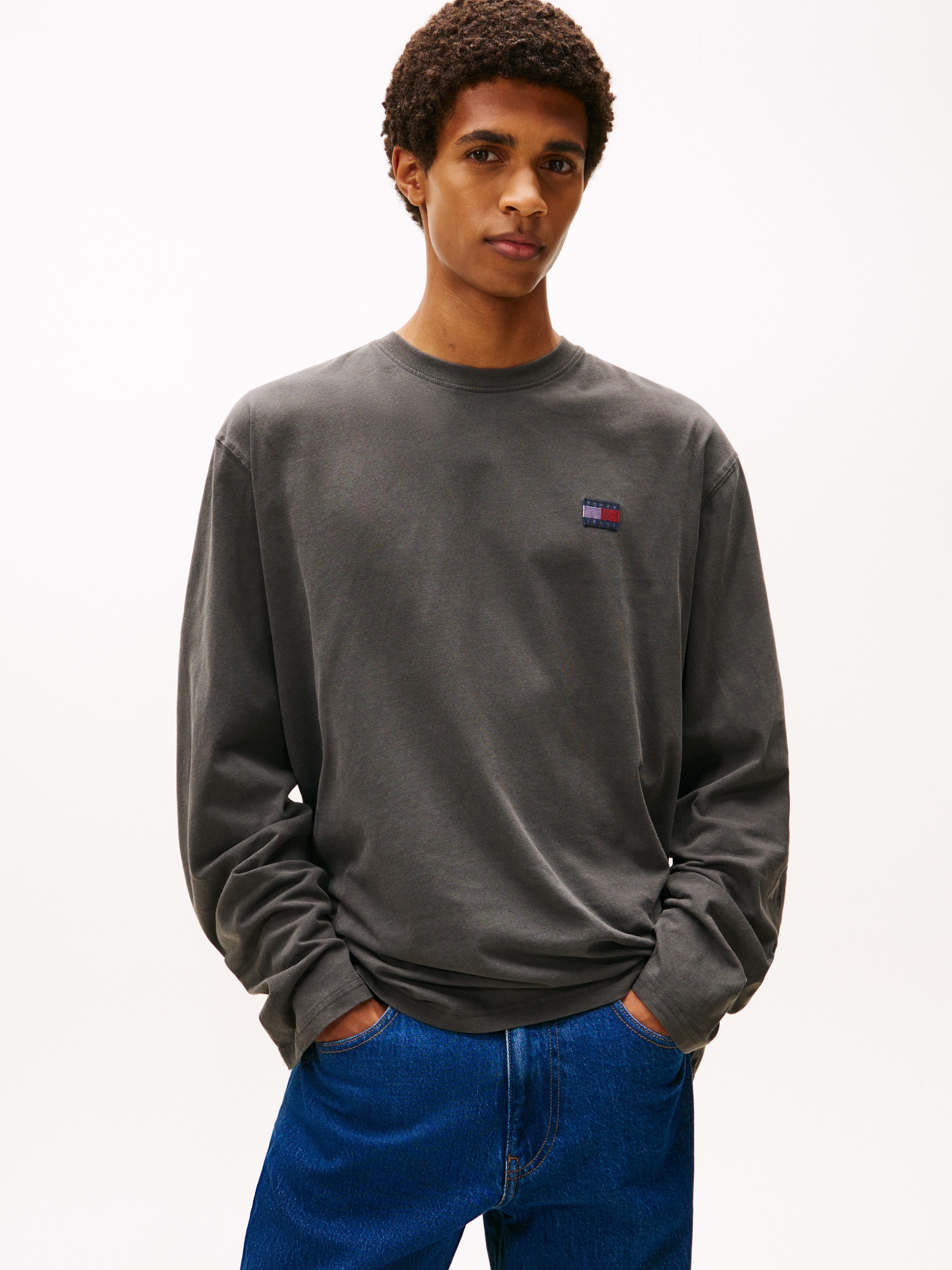 Tommy Jeans Langarmshirt Classic Relaxed Fit Rundhals, Jersey, großes Logo günstig online kaufen