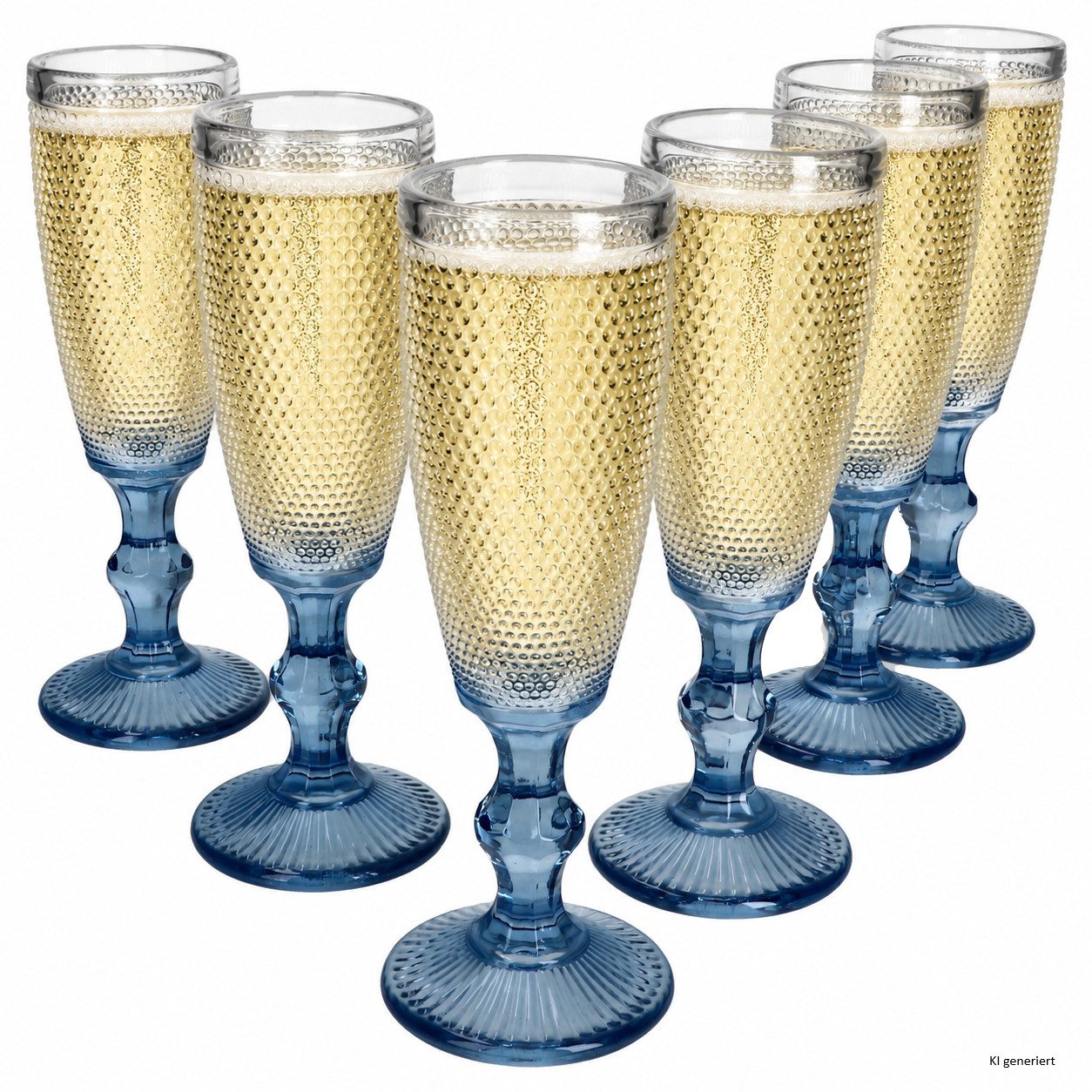 MamboCat Sektglas 6er Set Saphir Sektgläser blau 150ml Sektflöte Prosecco Champagner, Glas