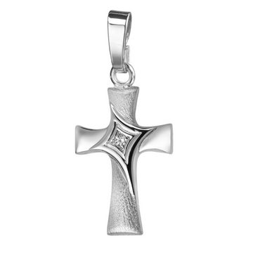 JEVELION Kreuzkette Kreuzanhänger 925 Silberkreuz mit Zirkonia - Made in Germany (Silberanhänger, für Damen und Kinder), Mit Silberkette 925 - Länge wählbar 36 - 70 cm oder ohne Kette.