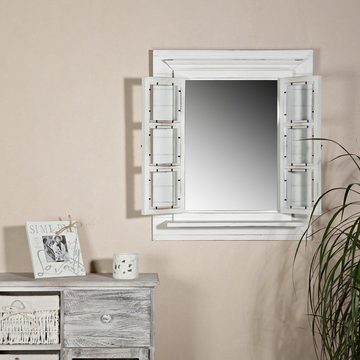 Feel2Home Wandspiegel Wandspiegel mit Scheiben Weiß braun Bilderrahmen Fensterladen Foto