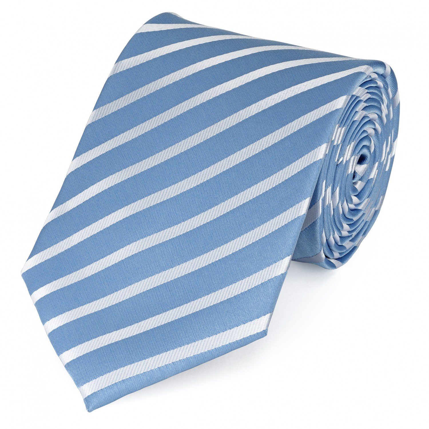 Fabio Farini Krawatte Herren Krawatte Blautöne - verschiedene Blaue Männer Schlips in 8cm (ohne Box, Gestreift) Breit (8cm), Blau Weiß Streifen - Swedish Blue/Eastern Sky