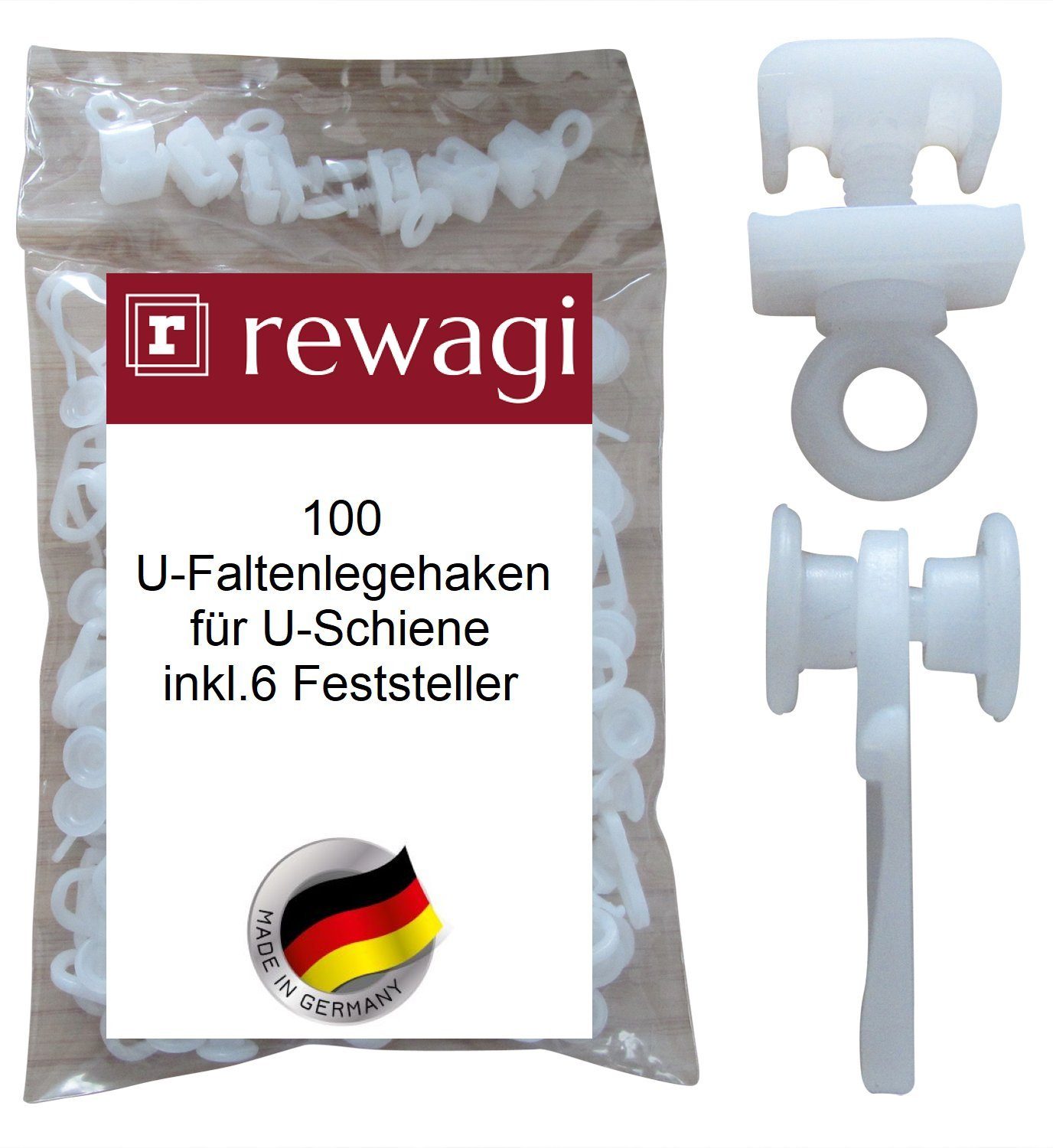 rewagi Gardinengleiter 100 U-Faltenrollen inkl. 6 günstig online kaufen