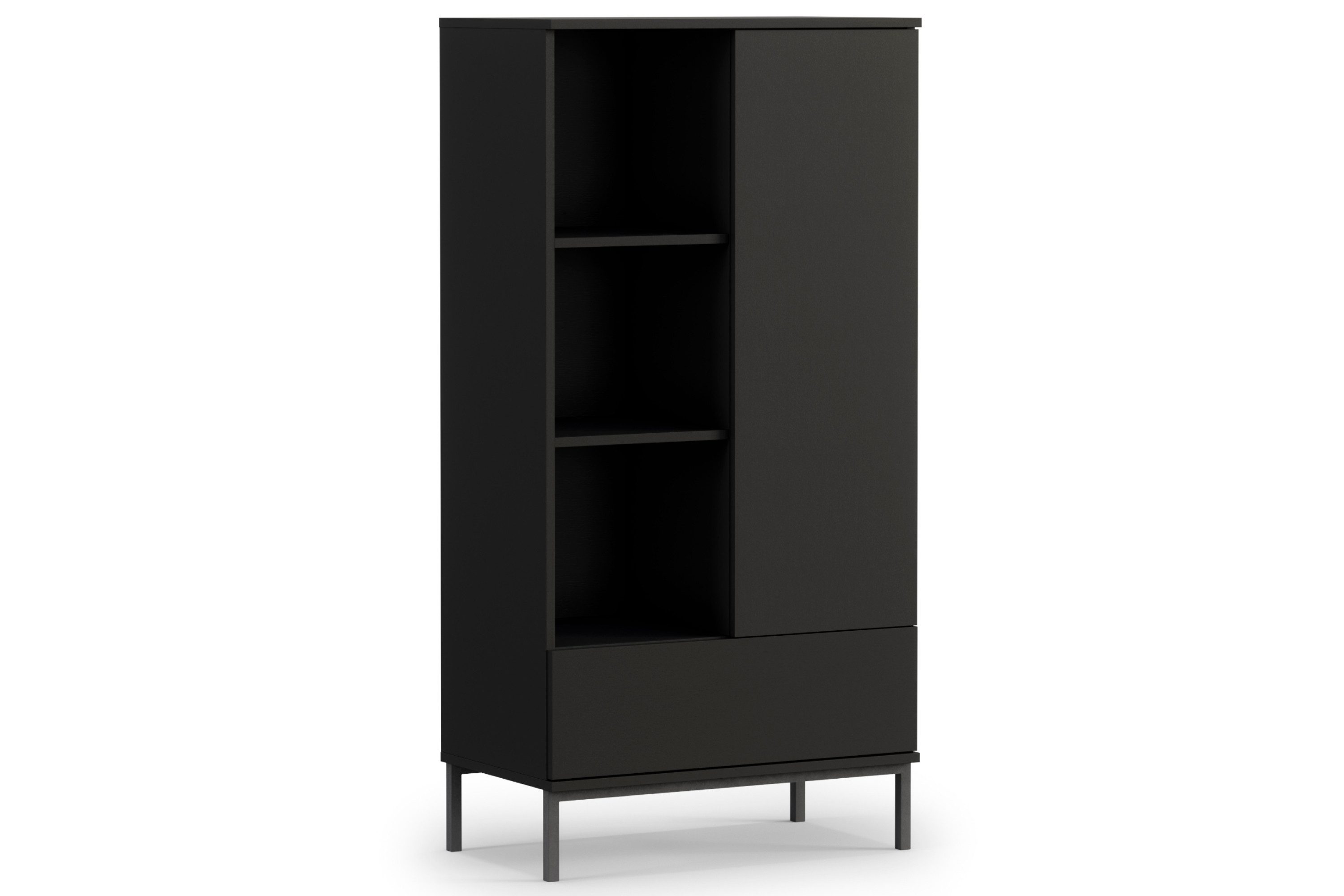 KONSIMO® Standregal ERISTI Bücherregal, hergestellt in der EU, Aktenregal, 6 Einlegeböden, mit Schubladen, Füße 15 cm