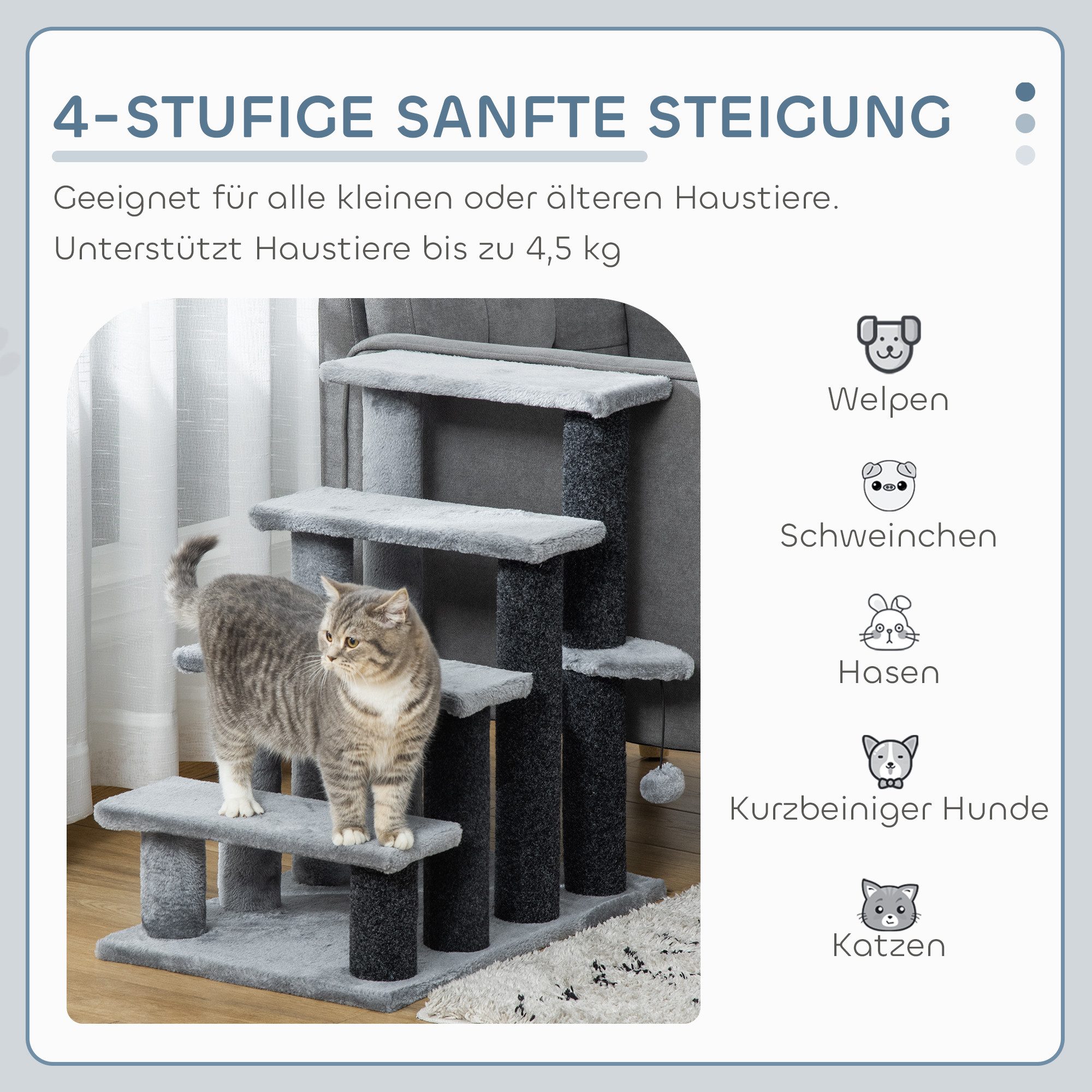 Elegear Kratzbaum 63,5x43x60cm Tiertreppe Katzentreppe mit günstig online kaufen