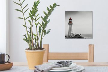 OneMillionCanvasses® Leinwandbild Schwarz-Weiß-Foto eines Leuchtturms im Westen von Vancouver, (1 St), Leinwand Bilder für Wohnzimmer Schlafzimmer