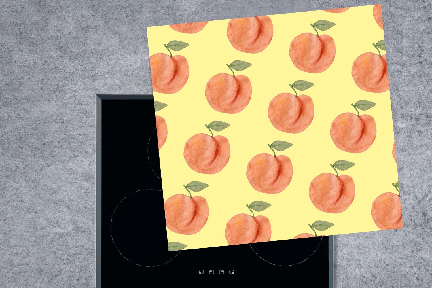 Obst tlg), Pfirsiche Vinyl, Ceranfeldabdeckung, küche Arbeitsplatte - 78x78 Herdblende-/Abdeckplatte Vorlagen, MuchoWow (1 für cm, -
