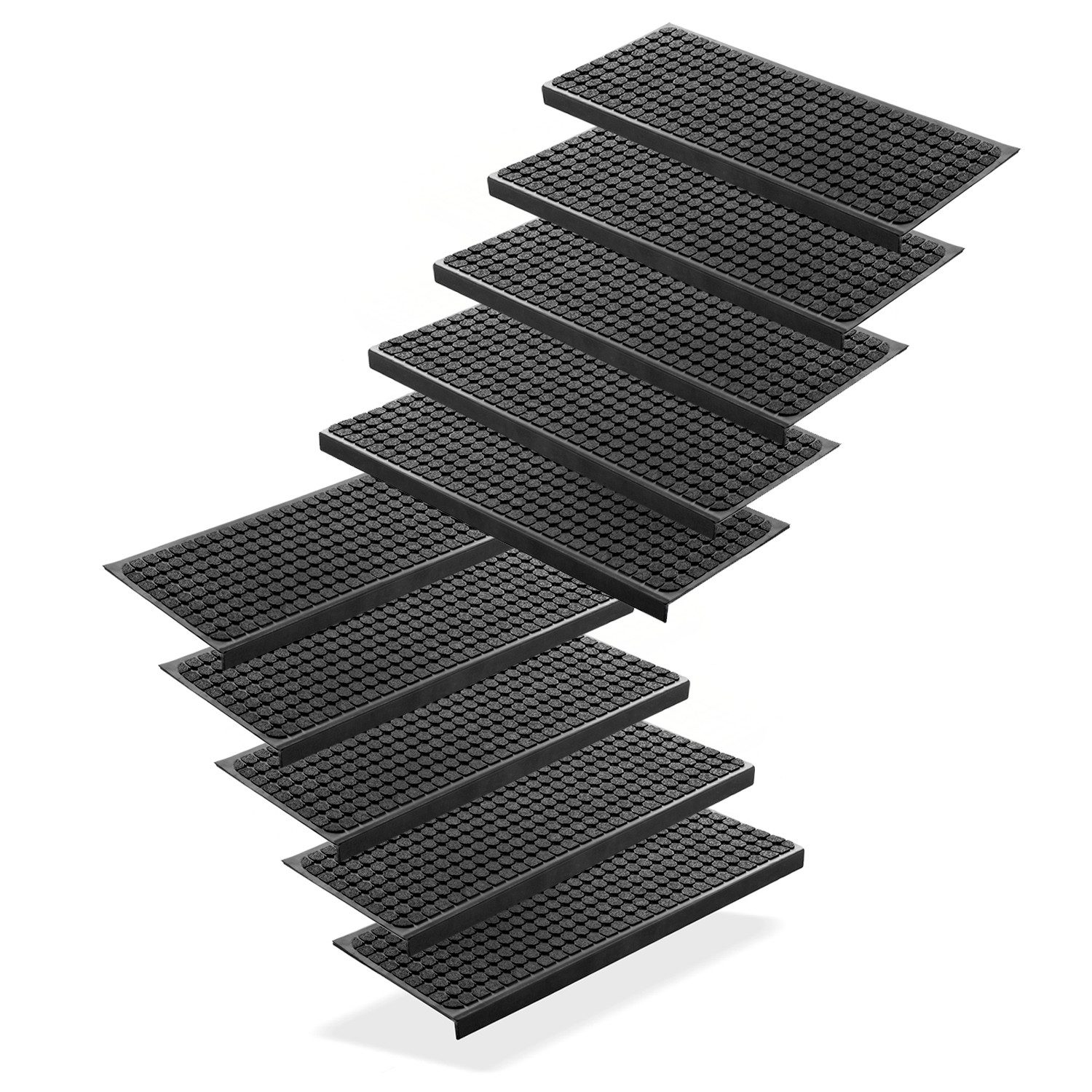 BigDean Stufenmatte 10 Stück Treppenstufenmatten aus Gummi 75 x 25 cm Anti günstig online kaufen