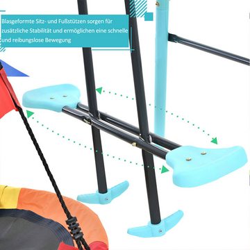 XDeer Doppelschaukel Kinder Schaukel höhenverstellbar mit Metallrahmen Kletterleiter, Kletternetz Wippe Hinterhof Spielplatz Spielständer