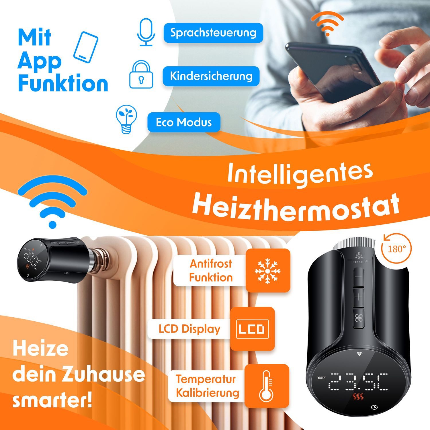 KESSER Heizkörperthermostat, Heizungsregler Smart Home Heizungssteuerung günstig online kaufen