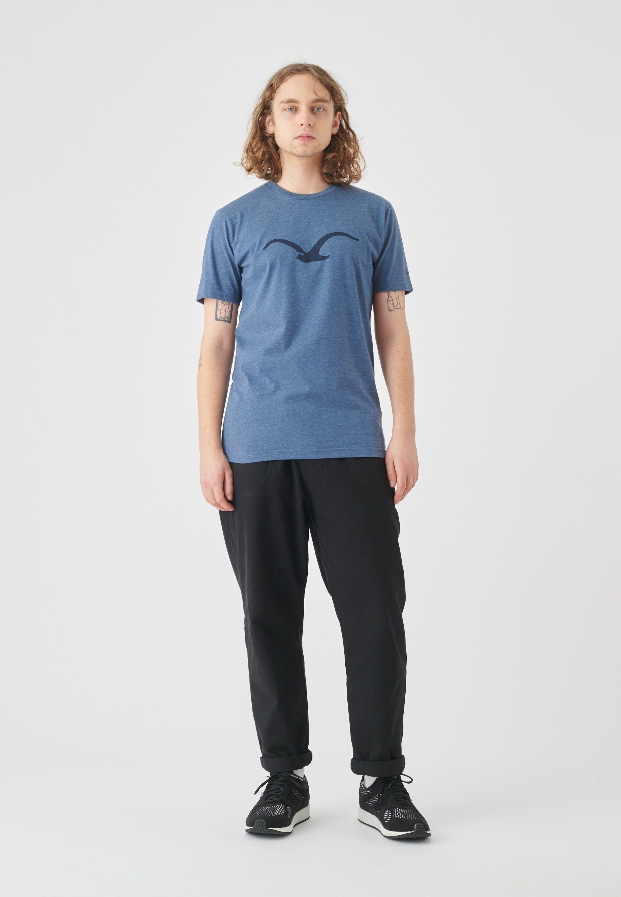 mit T-Shirt klassischem Mowe blau-blau Print Cleptomanicx