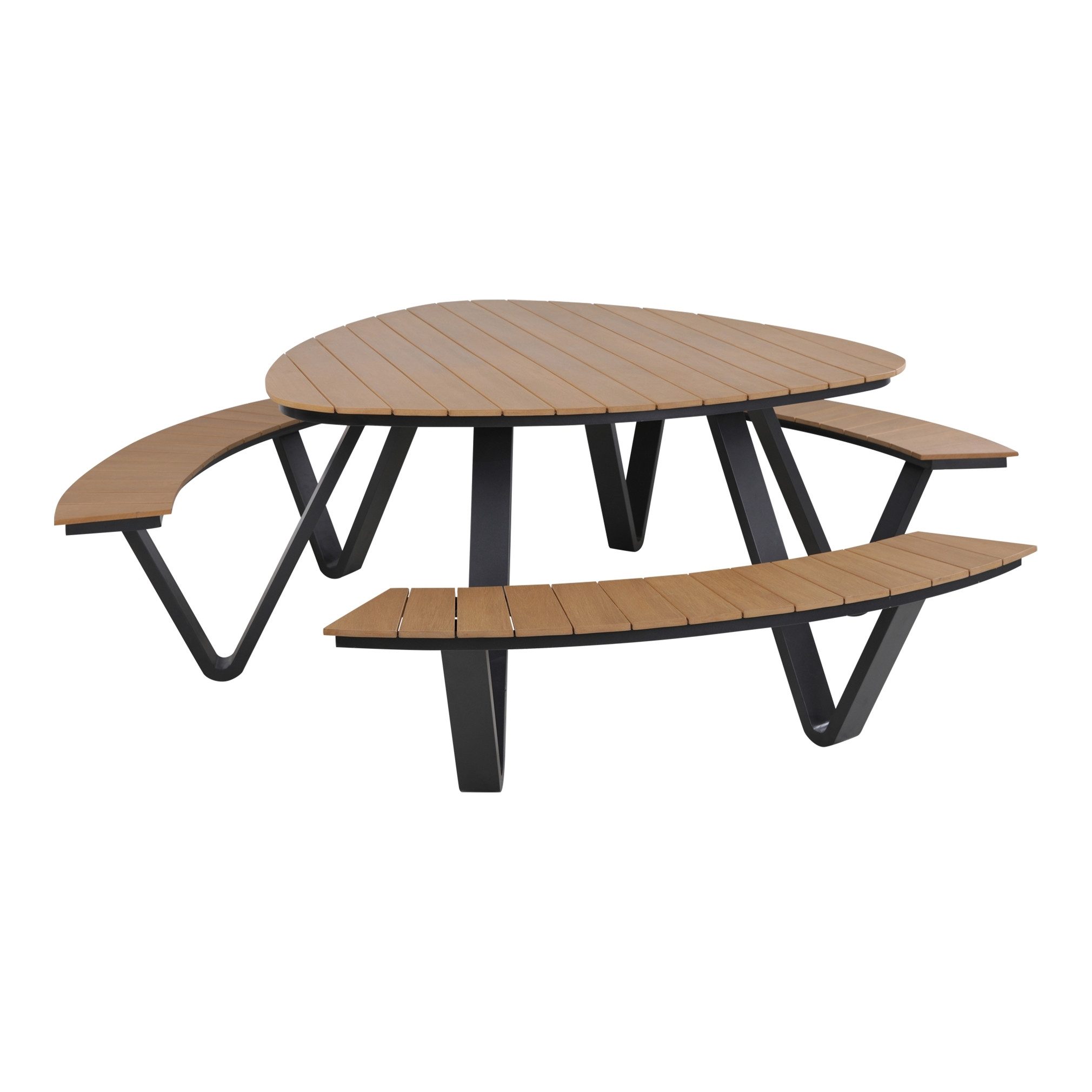 Lesli Living Garten-Essgruppe in teaklook, Polywood - 139,5x140x74x230cm (LxBxHxD)