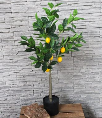 Kunstpflanze Kunstbaum künstlicher Zitronenbaum Dekopflanze Zitrone, Arnusa, Höhe 80 cm, Zimmerpflanze fertig im Topf