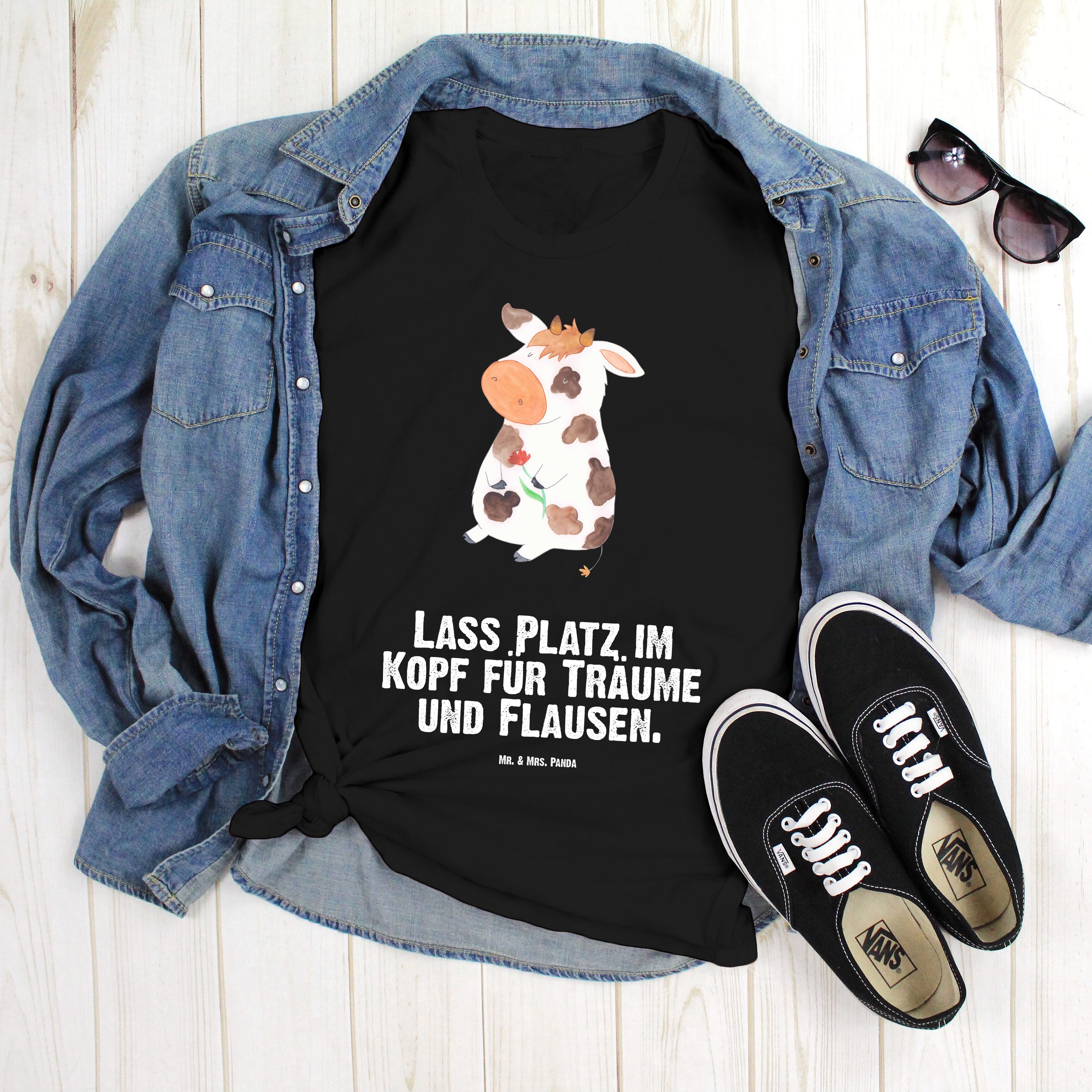 Mr. & Mrs. Panda T-Shirt Kuh, Größe L T-Shirt, Schwarz, Kühe, Bauernhof, Hof, Motivtion, T-Shi (Packung) Milchkuh Spruch Träume