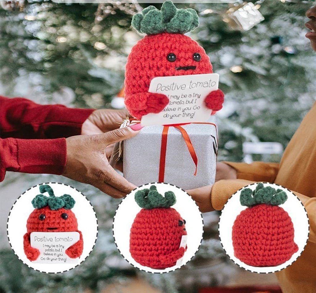 Weihnachtsgeschenk aus Kreative Wolle, Dekoobjekt gestrickte Tomatenpuppe WaKuKa