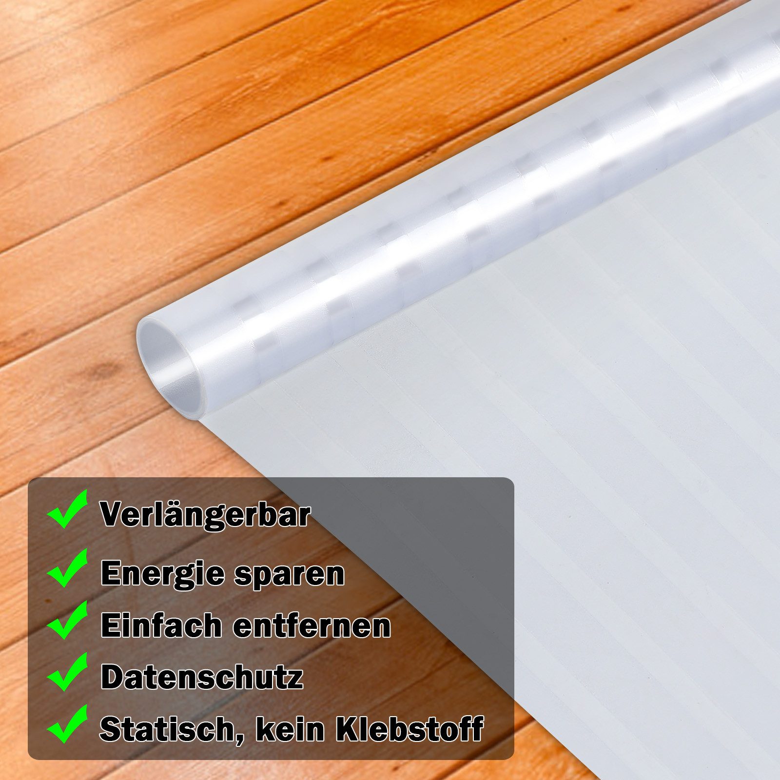 Clanmacy Fensterfolie 2X Blickdicht Selbsthaftend, Sichtschutzfolie Fenster, 95% UV-Schutz