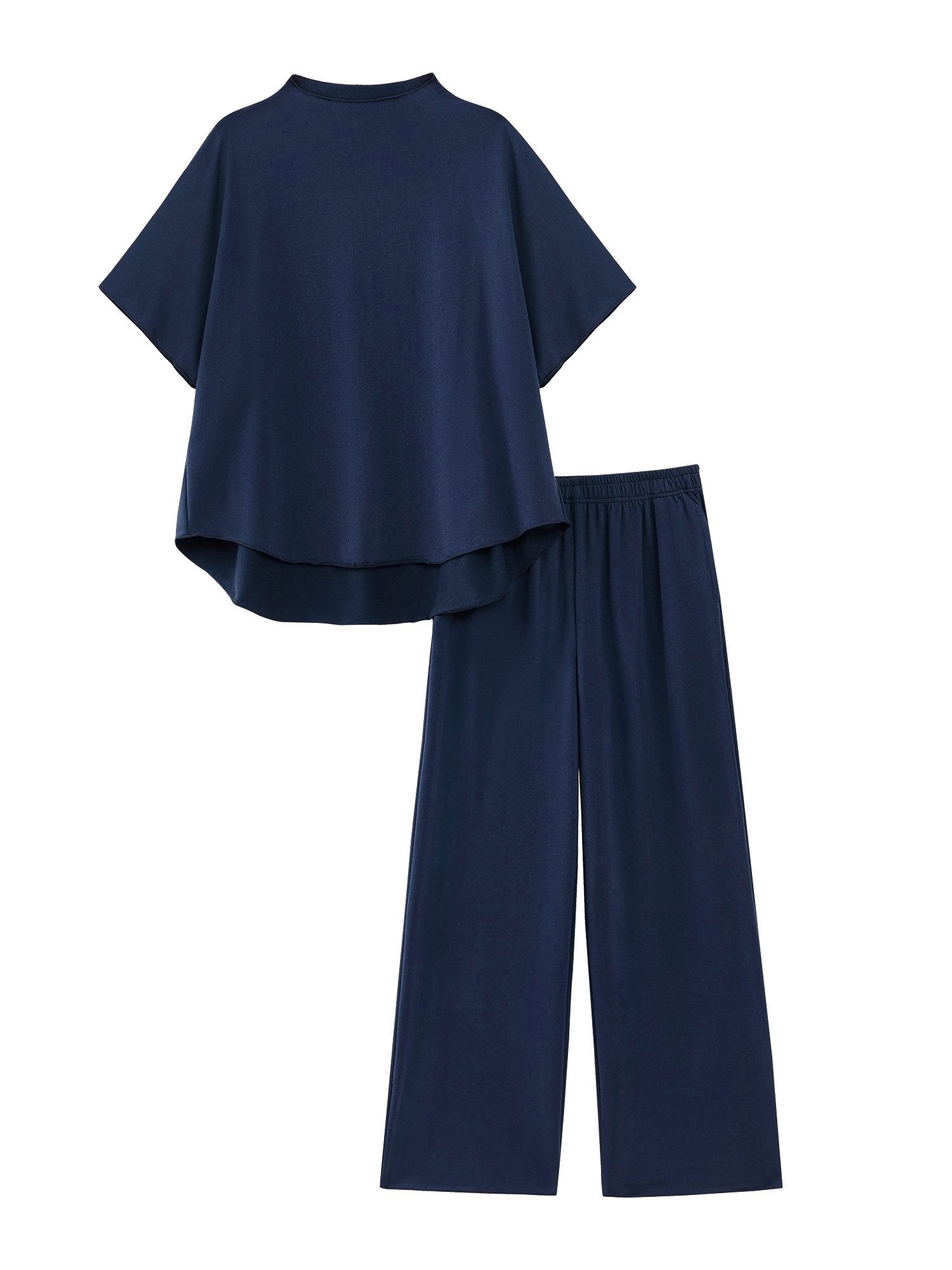 Imily Bela Hausanzug Damen Lounge-Set (Set, 2 tlg., Pullover-Oberteil mit 3/4-Fledermausärmeln + weite Hosen) Einfarbig