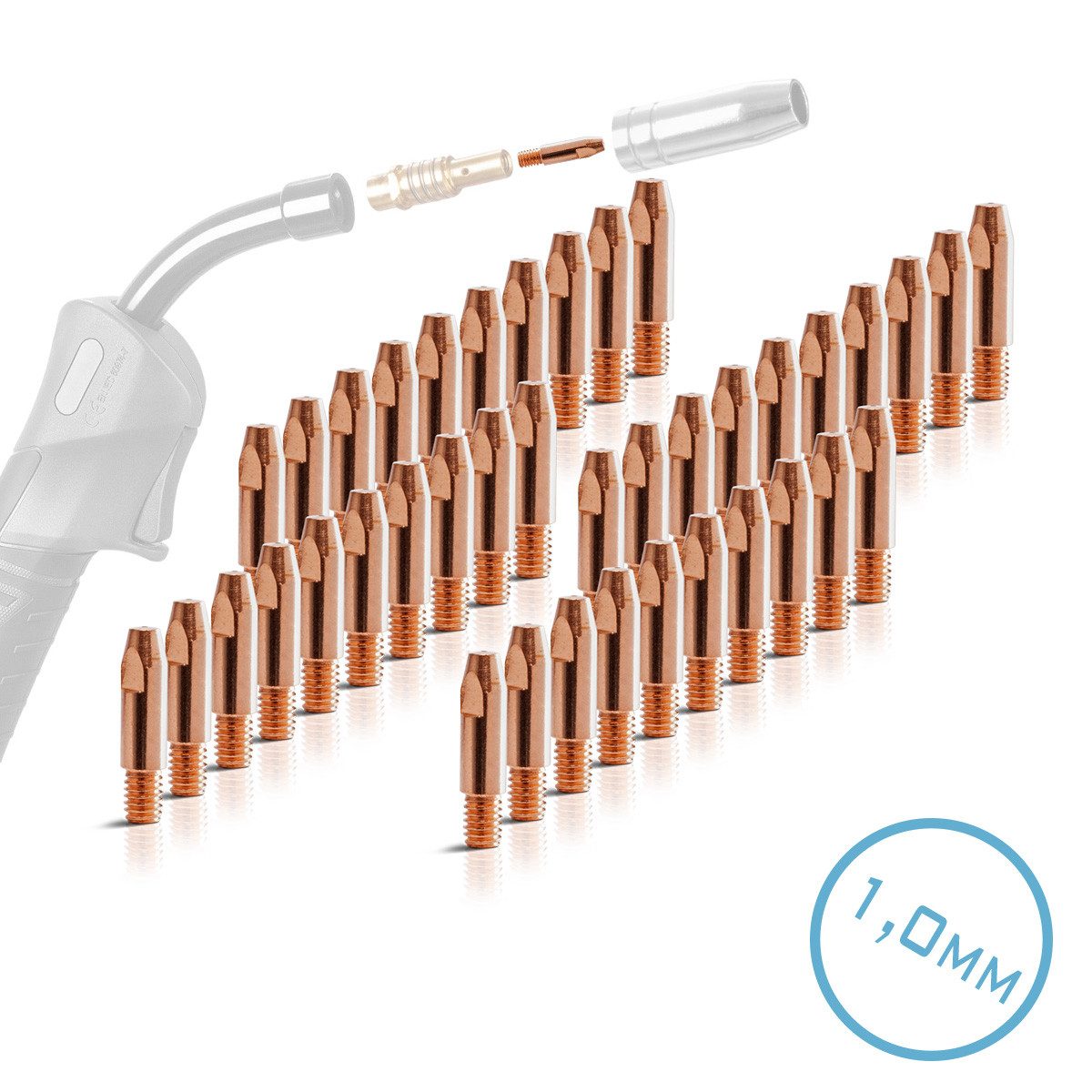 STAHLWERK Elektrowerkzeug-Set 2 x Stromdüsen AK25 MB25 Kontaktdüsen M6x28 1,0 mm