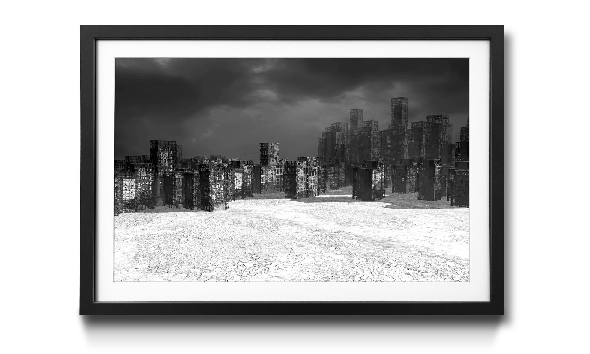 4 Dystopie, Größen erhältlich Bild Lost Rahmen mit Place, in Wandbild, WandbilderXXL