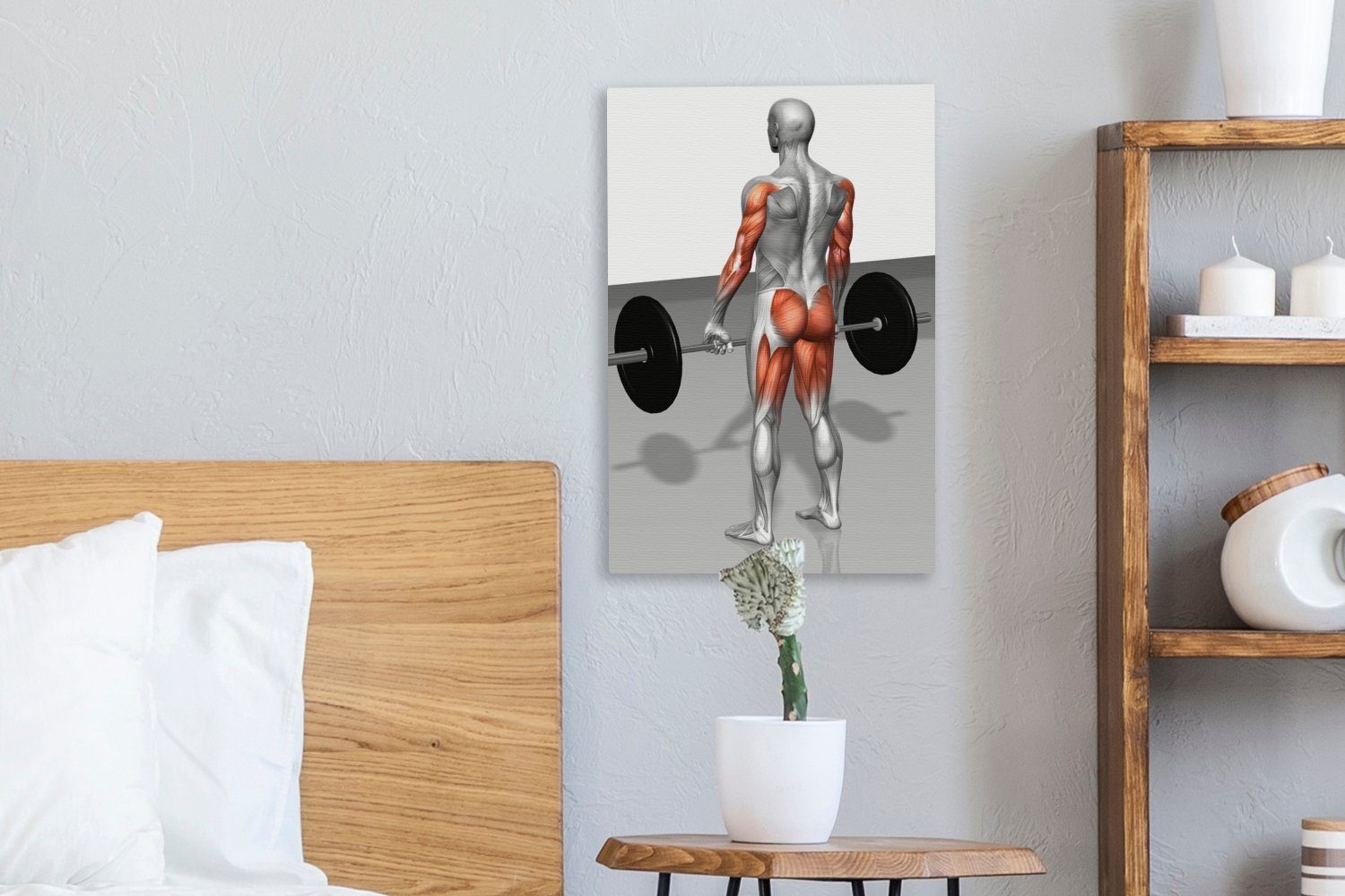 Leinwandbild cm (1 der Gemälde, Illustration Kreuzheben, Muskelaktivität OneMillionCanvasses® St), Eine beim fertig Zackenaufhänger, 20x30 Leinwandbild inkl. bespannt