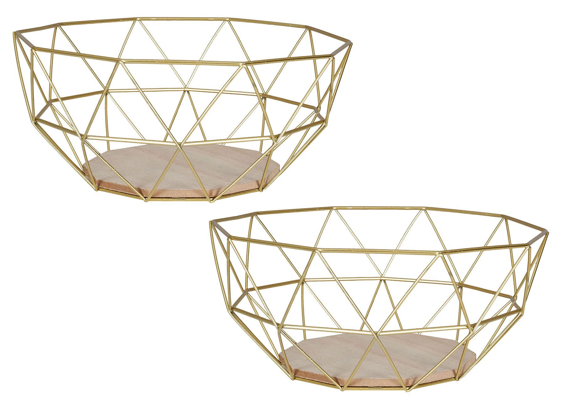 Levandeo® Dekoschale, 2er Set Korb Metall Gold 26x12cm Modern Holz Schüssel günstig online kaufen