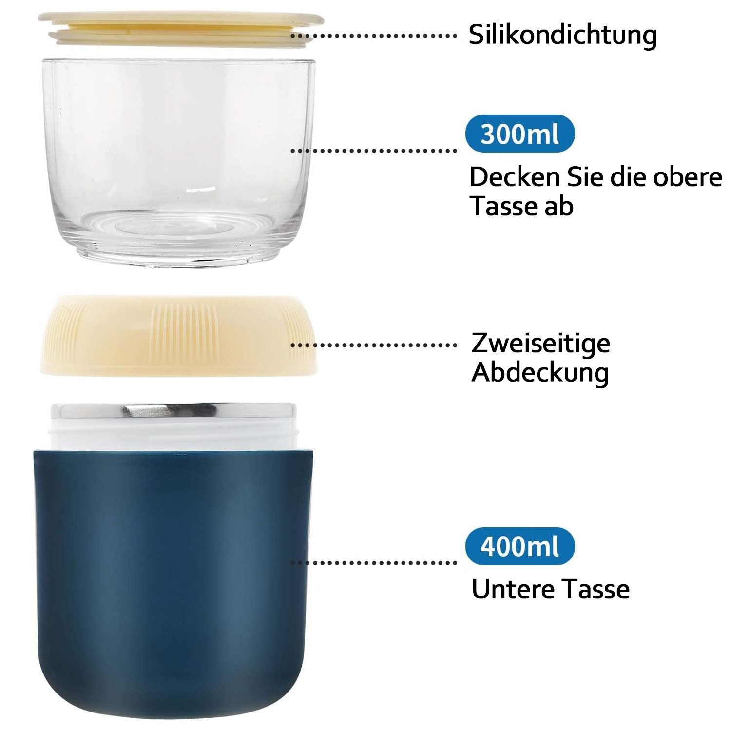 TUWENA Lunchbox Lunchpot Ellipse, Müslibecher, Joghurtbecher, To Go Becher – Bild 2 von 5