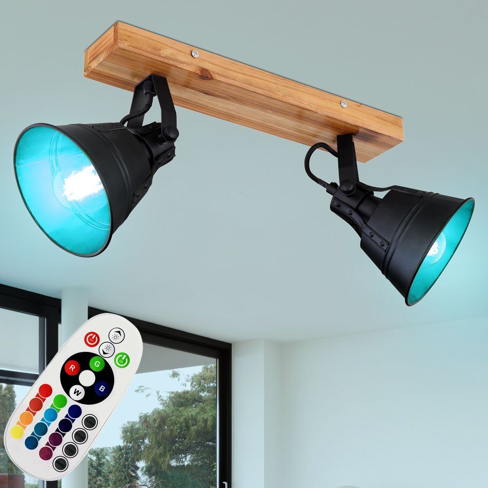 Warmweiß, Holz Leuchte Decken Spot Ess inklusive, Lampe schwenkbar LED Set DIMMER Leuchtmittel Farbwechsel, etc-shop Zimmer im Deckenspot,