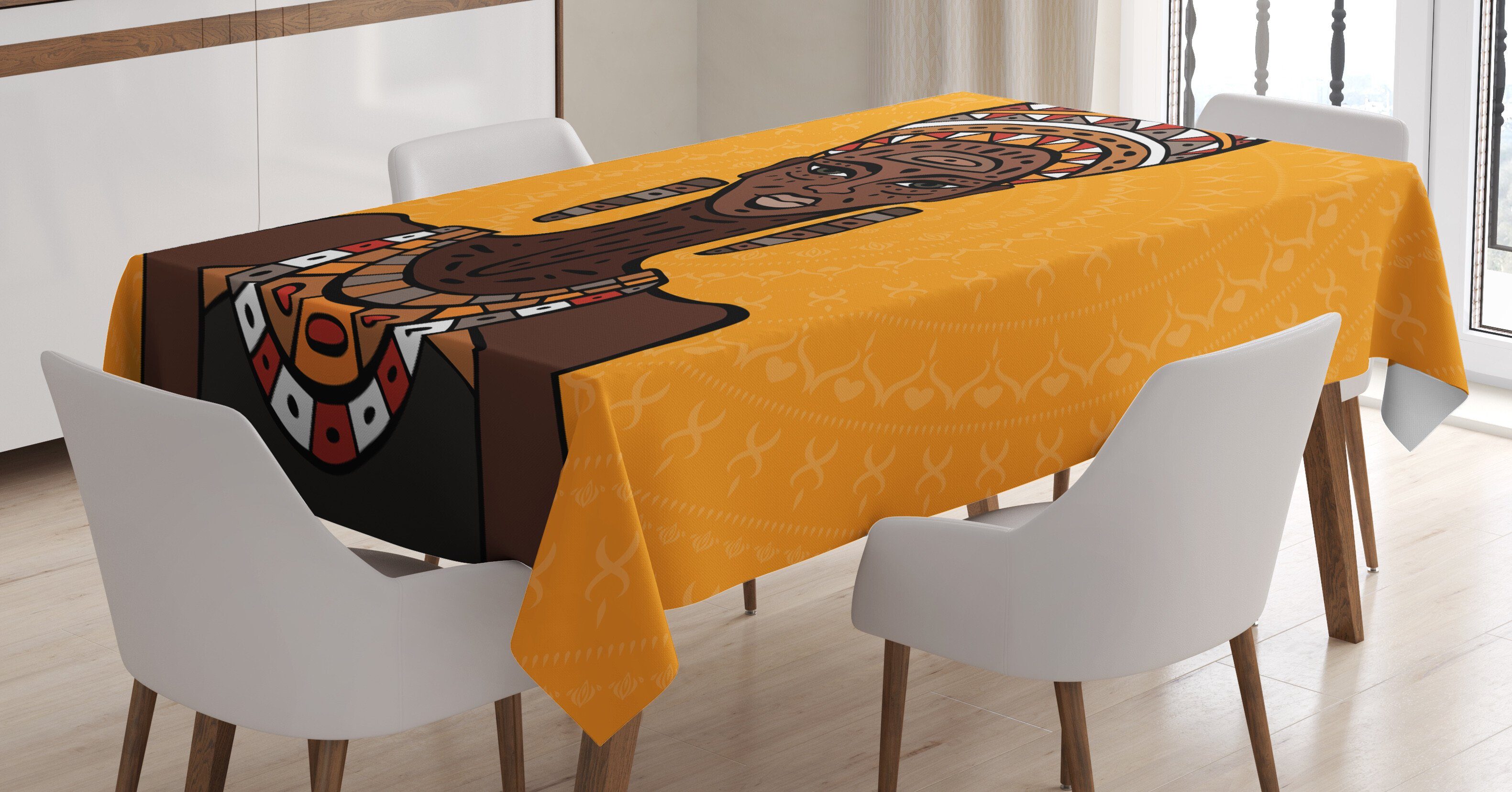 Abakuhaus Tischdecke Farbfest Waschbar Für den Außen Bereich geeignet Klare Farben, afrikanische Frau Long Neck Folk