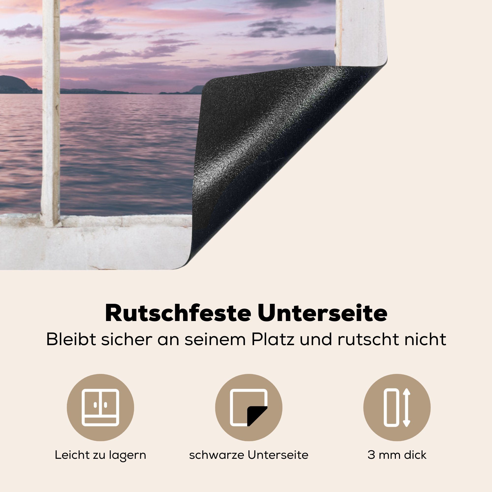 für Insel cm, tlg), (1 Schutz Aussicht Meer, - Ceranfeldabdeckung MuchoWow küche, 81x52 Induktionskochfeld Vinyl, Herdblende-/Abdeckplatte - die