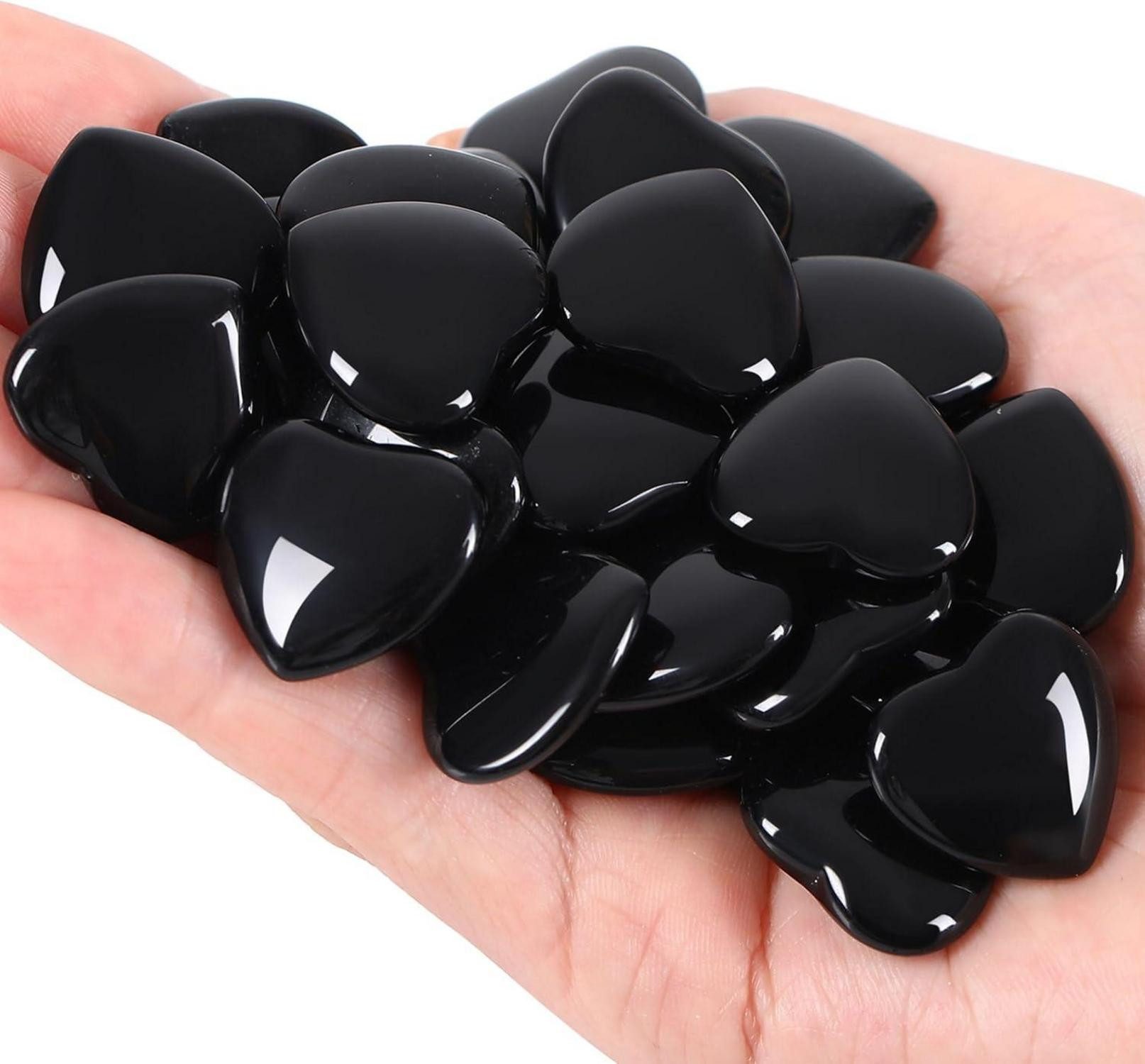 Edelstein 20 Stück Obsidian Herz Stein Set Heilung Kristalle Glückssteine