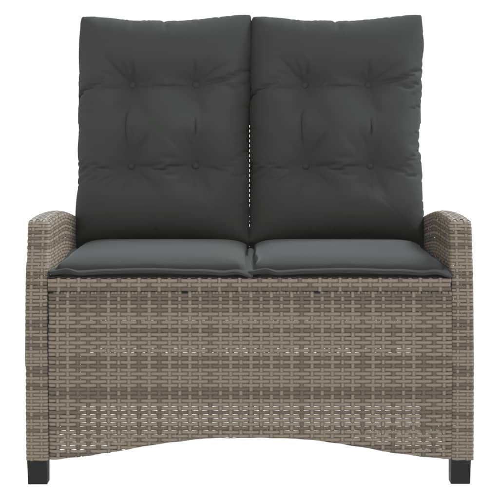 vidaXL Gartenbank Gartenbank Verstellbar mit Kissen Grau Poly Rattan (1-St)