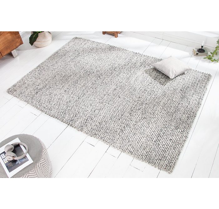 Teppich INFINITY HOME 240x160cm grau riess-ambiente rechteckig Höhe: 10 mm Wolle-Gemisch · Handarbeit · Wohnzimmer