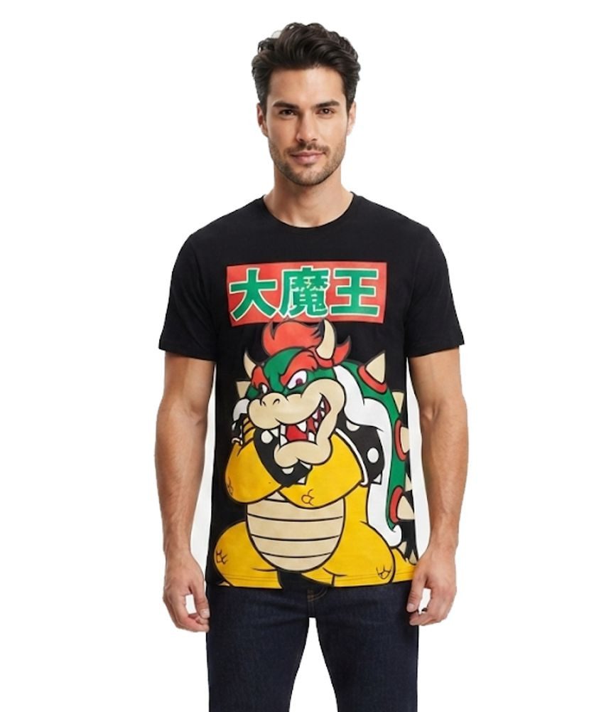 Super Mario Print-Shirt Super Mario Japan Bowser T-Shirt Schwarz Tokio S–2XL Super Mario Japan Bowser T-Shirt Popcult Gaming