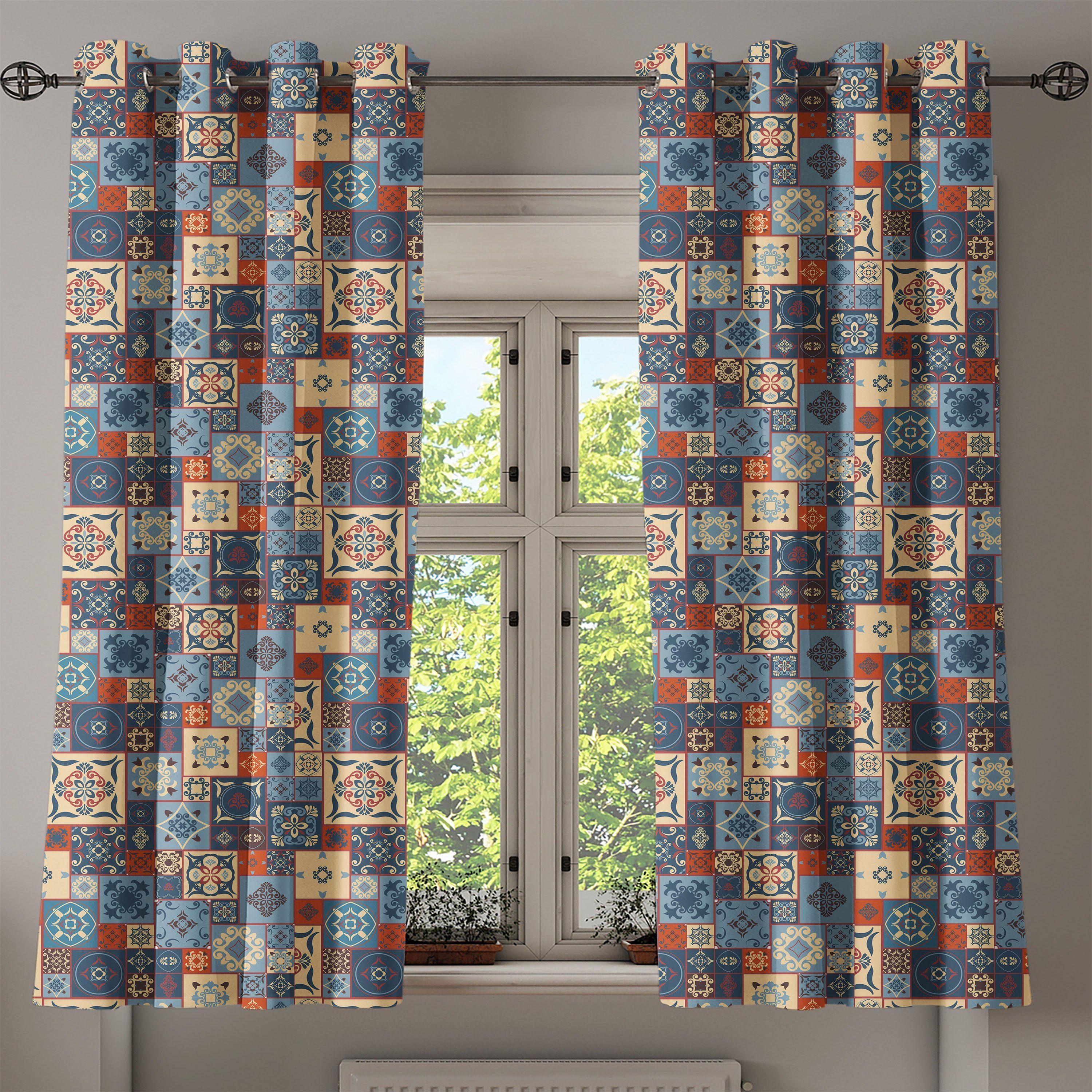 Gardine Dekorative 2-Panel-Fenstervorhänge für tunesische Abakuhaus, Wohnzimmer, marokkanisch Schlafzimmer