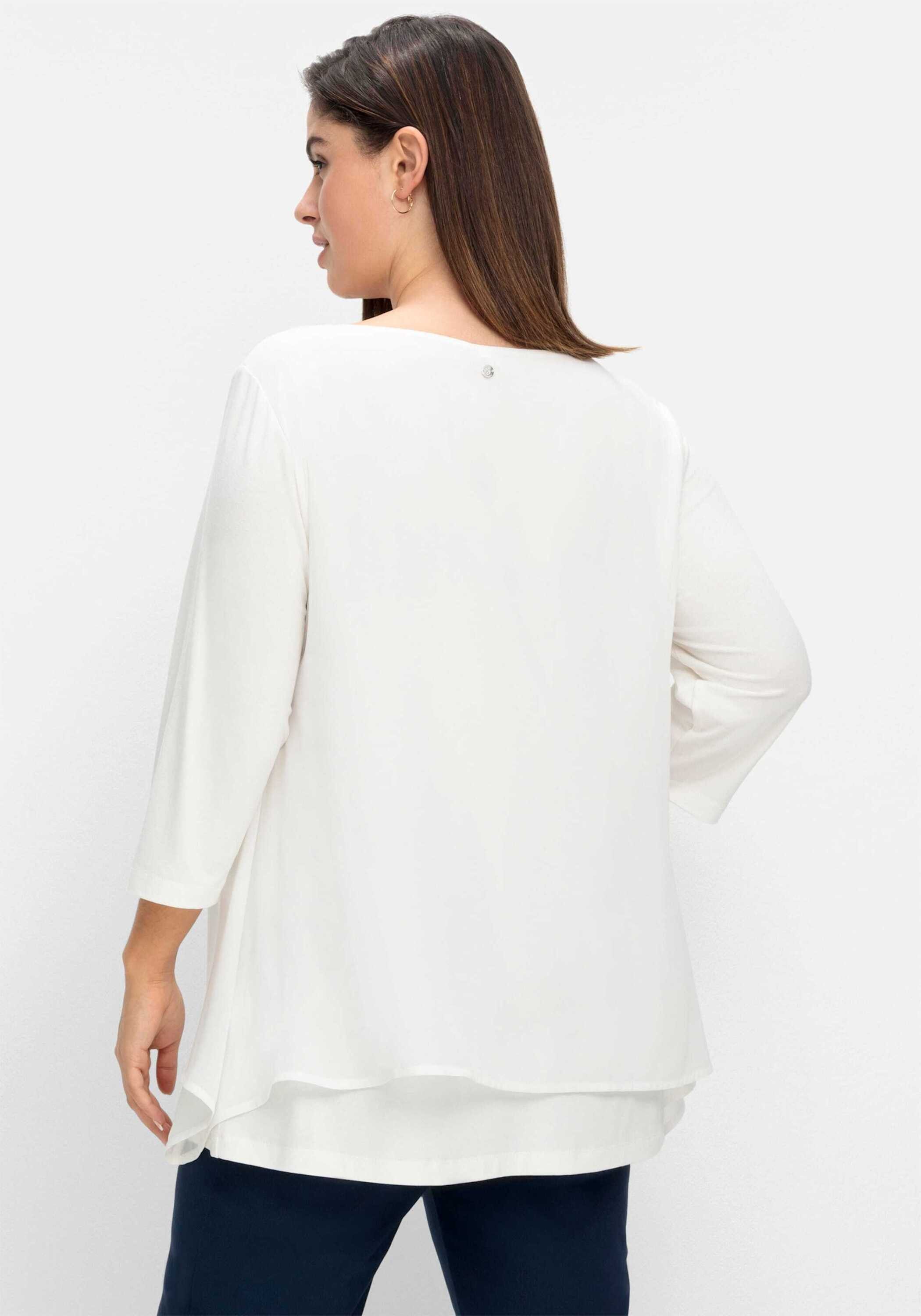 Sheego T-Shirt 3/4-Arm-Shirt 3/4-Arm mit Chiffon-Oberteil günstig online kaufen