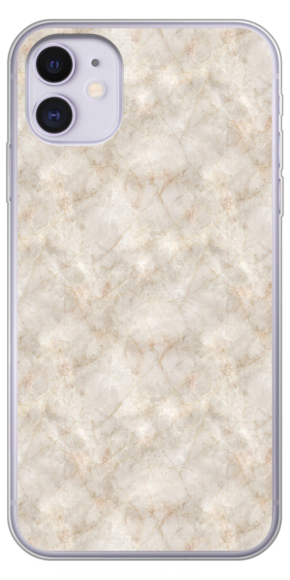 MuchoWow Handyhülle für Apple iPhone 11 Hellbeige - goldbraune Adern - Marmor, Smartphone-Bumper, Print, Handy Schutzhülle Dünn
