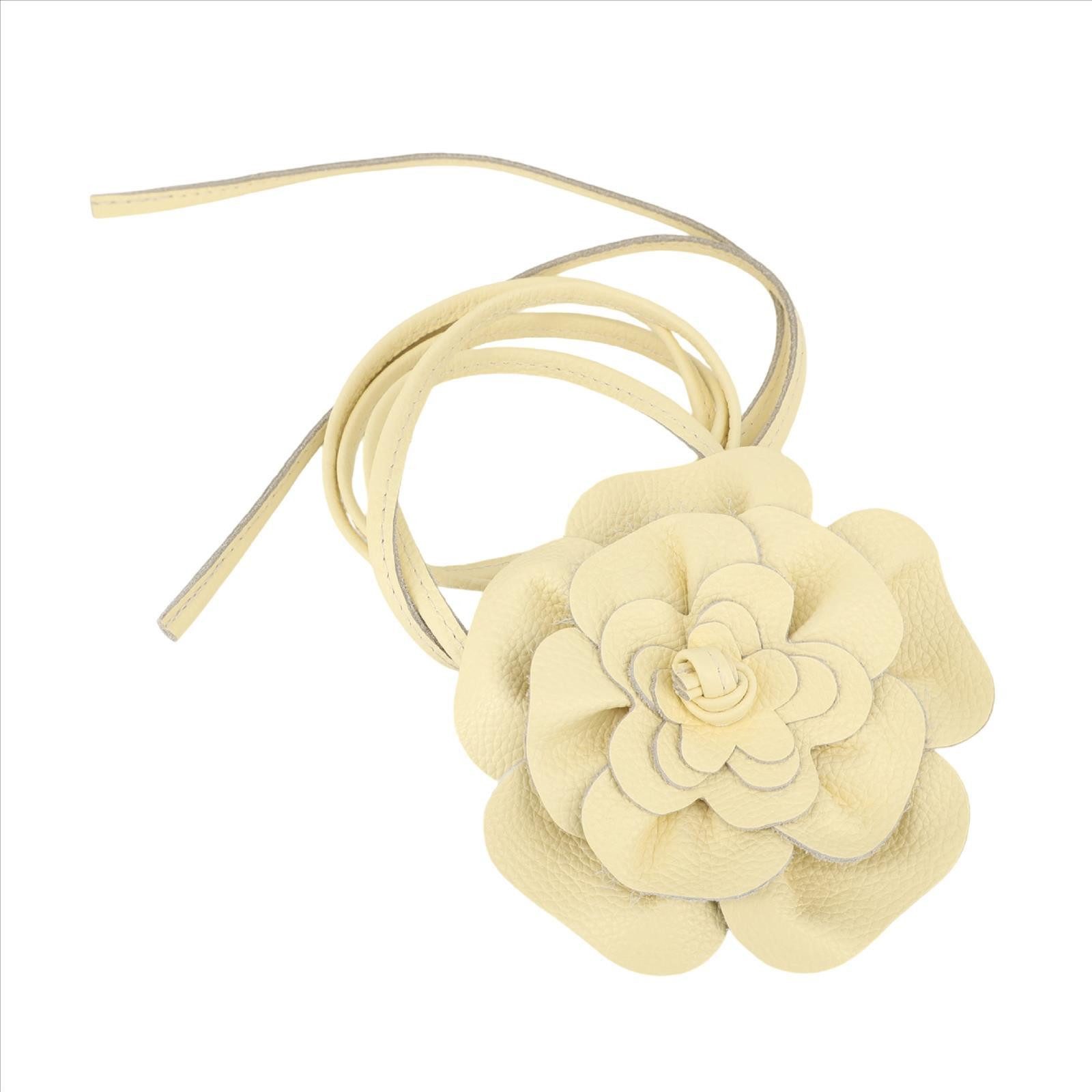 MIRROSI Taillengürtel Blume aus Echtleder zu binden, Einheitsgröße, Made in Italy Einheitsgröße (Geeignet für einen Hüftumfang bis zum ca.150 cm)
