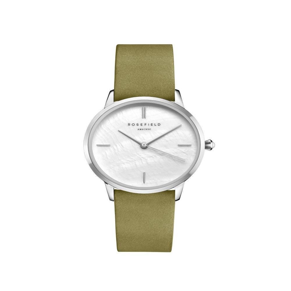 Quarzuhr ROSEFIELD Damenuhr Pearl Edit Olive Silver