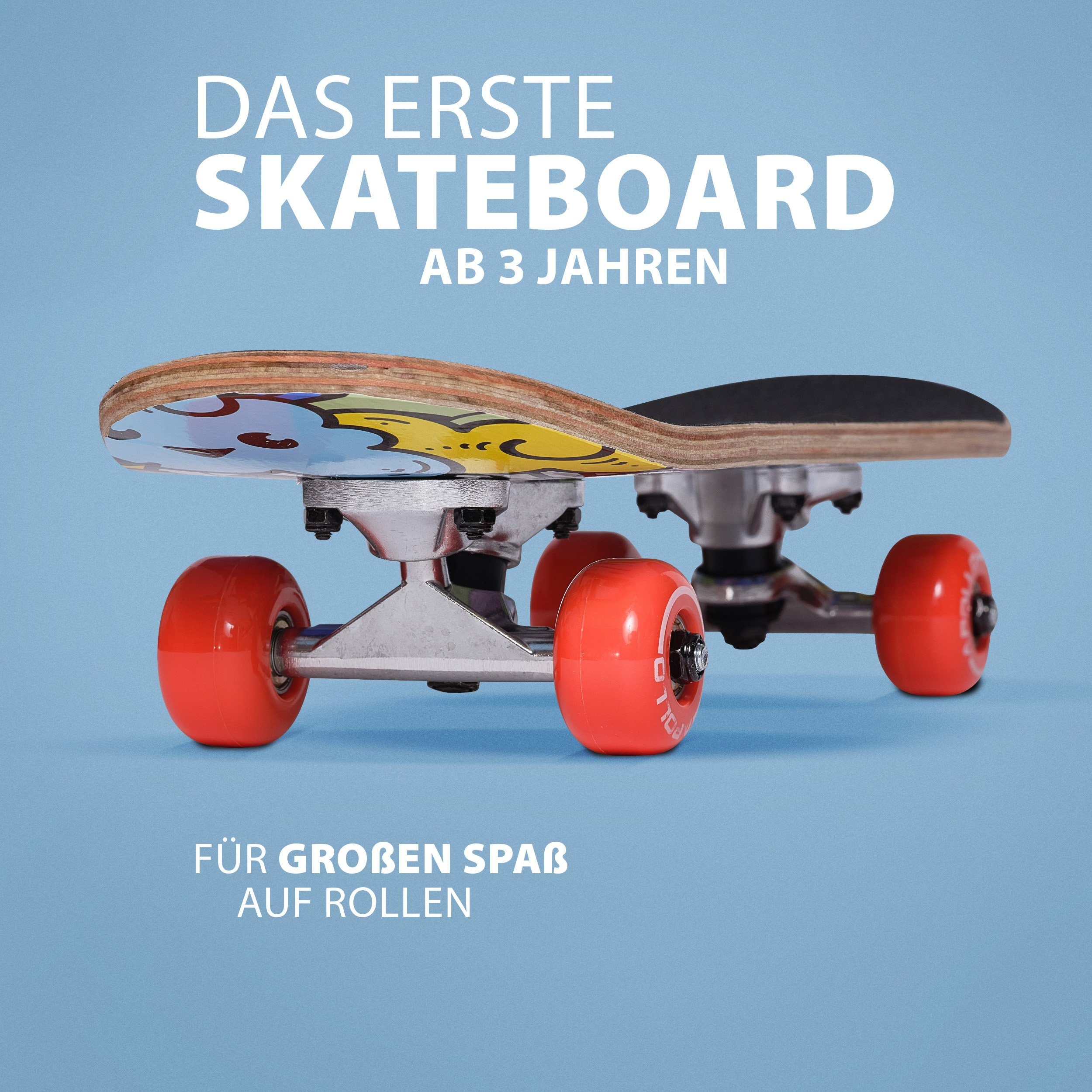 Apollo Skateboard Kinderskateboard 20" Kinder, Longboard, ABEC 3 und Aluminium Achsen