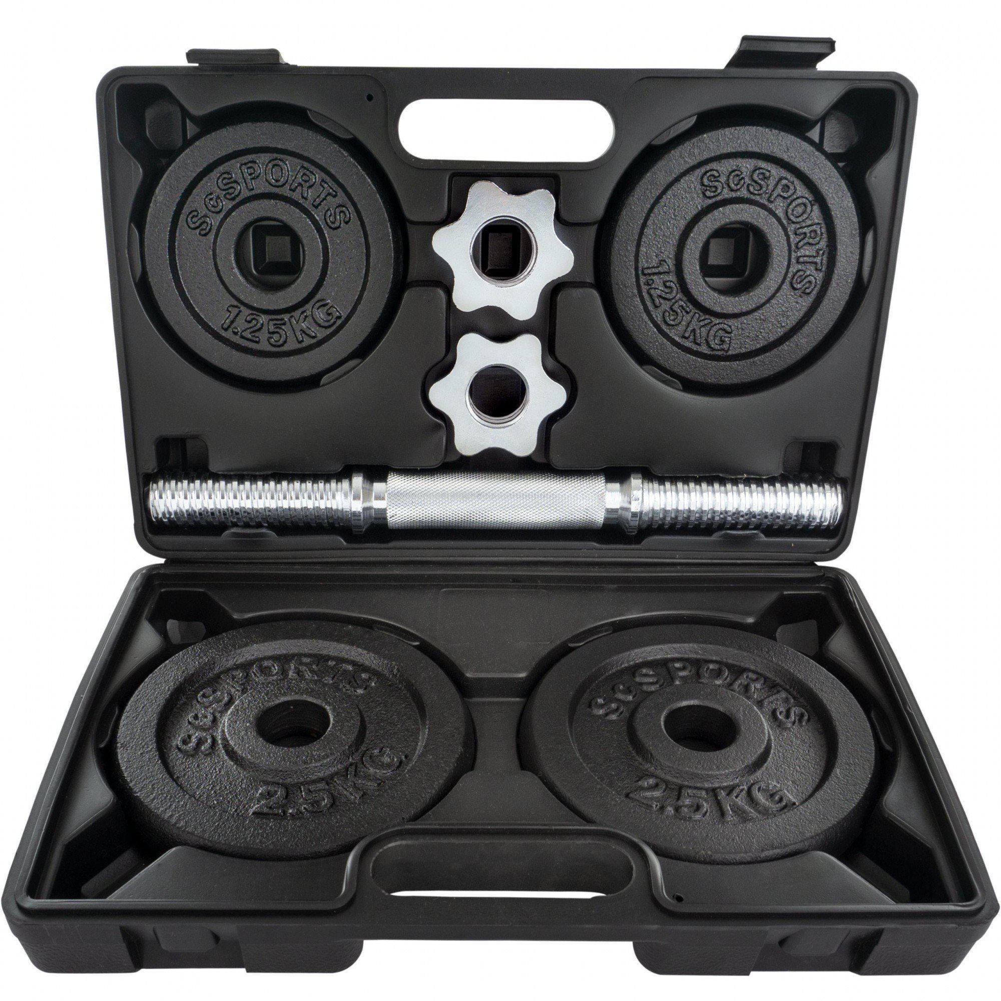 Hantel-Set 10/15/20kg mit Koffer 30mm Gusseisen Gewichte Hantelset